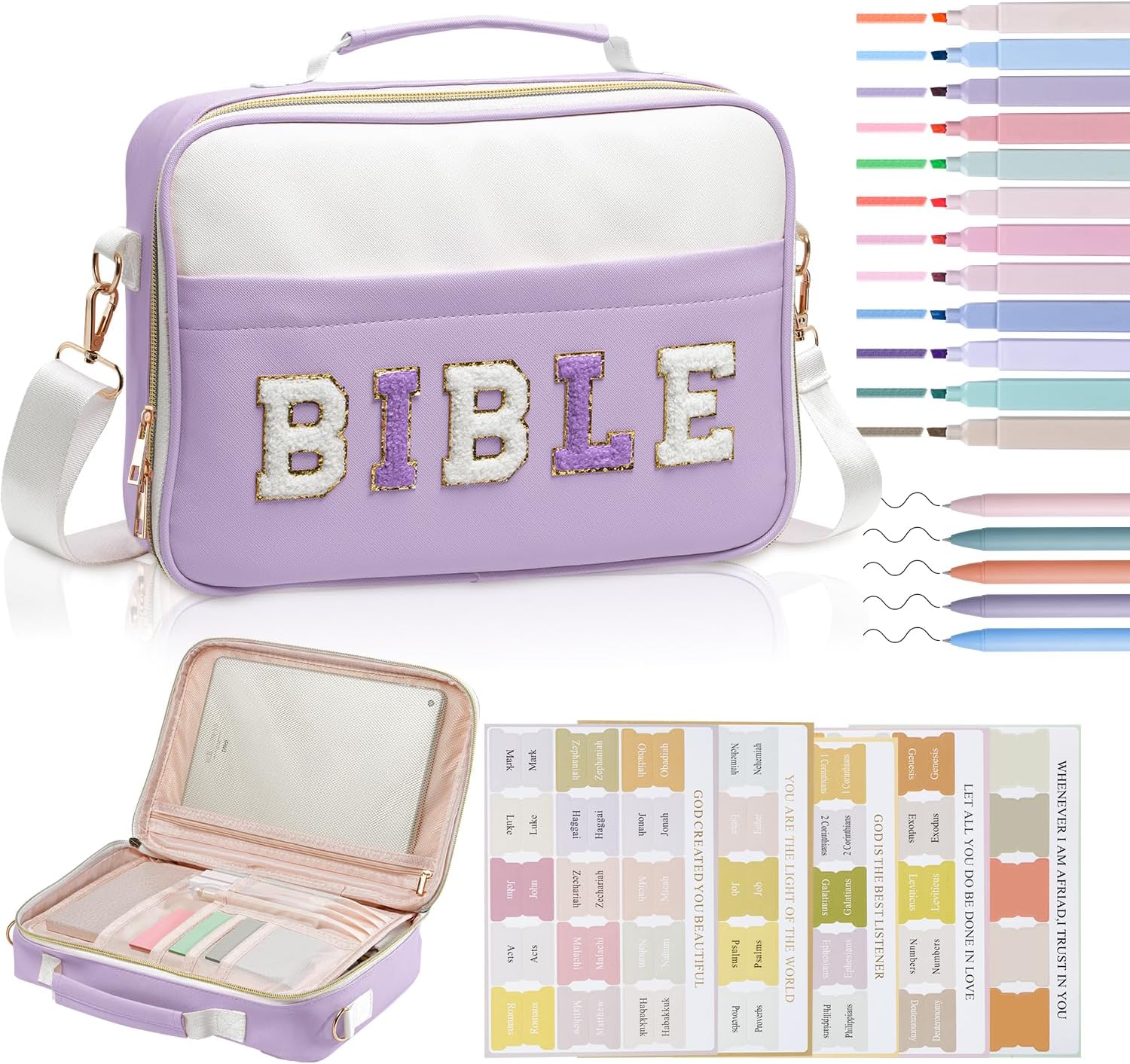 Bible Cover Case for Women, Large Chenille Letter Leather Bible Case with Bible Study Accessories, Bible Study Supplies Bible Journaling Kit, Christmas Christian Gift for Women Girls (Pink) 15 81i v1tOBKL. AC SL1500 - northernschoolofshiatsu.co.uk