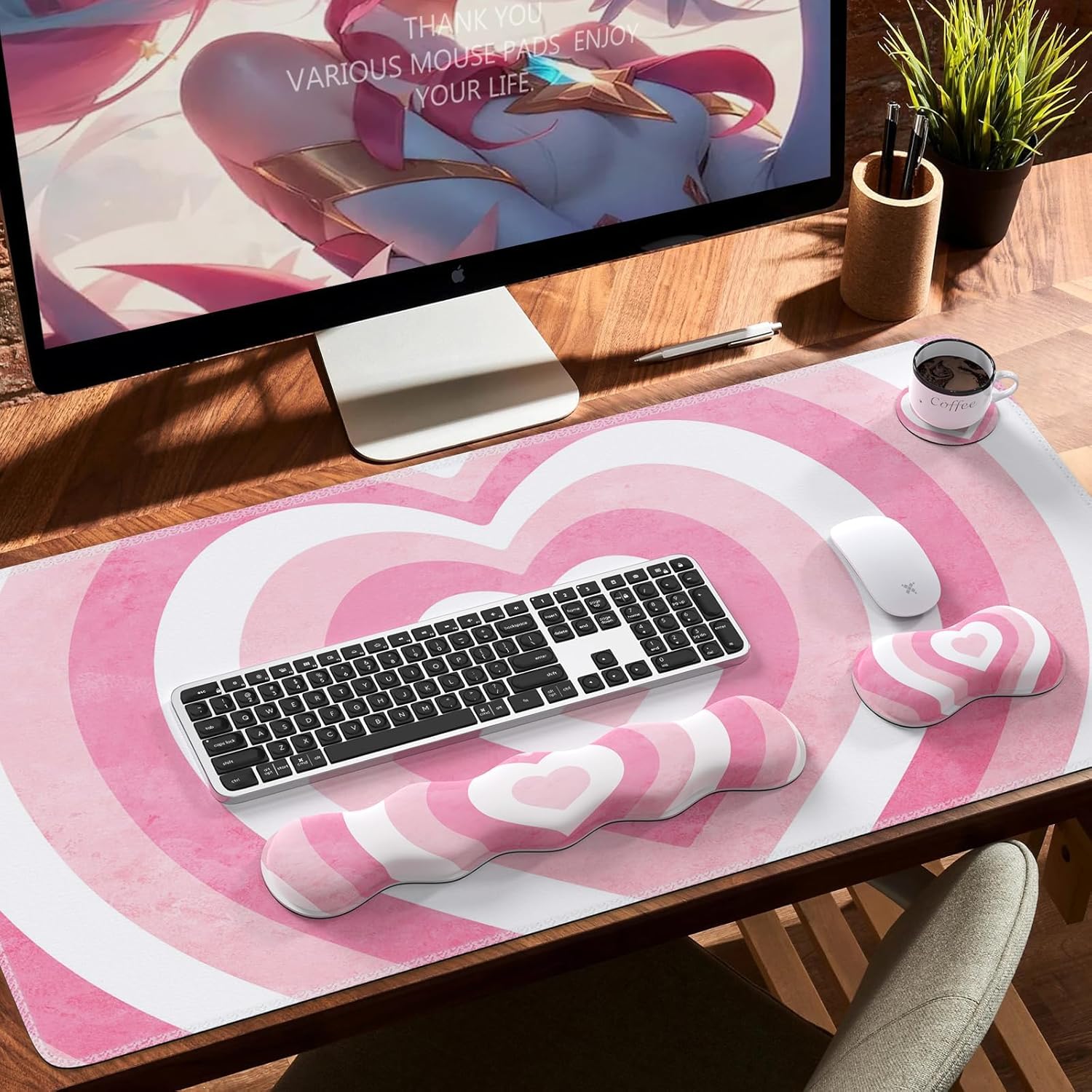 iLeadon Keyboard Mouse Pad Set, Large Gaming Mouse Pad + Keyboard Wrist Rest + Mouse Pad with Wrist Support + Coaster, Easy Typing Pain Relief, Desk Mat Set, Valentines Day present for Her, Pink Heart 8 81iHRI6ZaYL. AC SL1500 - northernschoolofshiatsu.co.uk