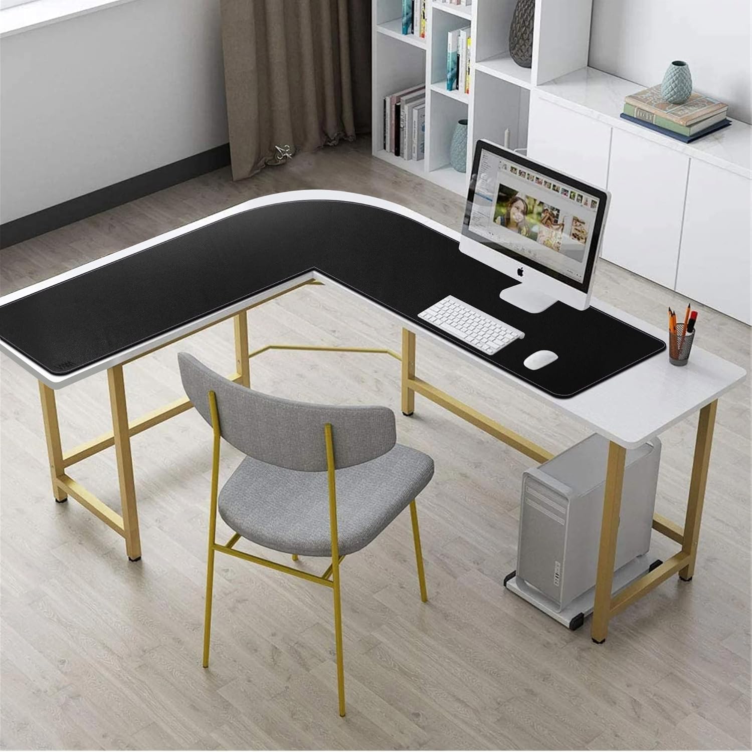 Vyaaa L Shaped Desk Mat Leather Desk Pad, PU Leather Corner Desk Mat for Computer, Gaming, Writing, Home and Office, 39.4"x 39.4"x 13" Light Purple 44 - northernschoolofshiatsu.co.uk