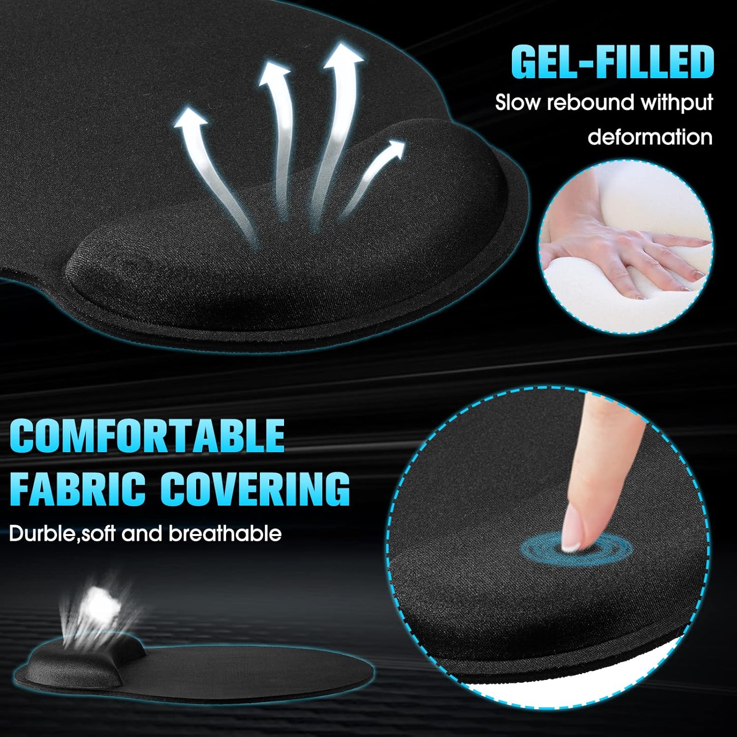 Yunsailing 8 Pack Ergonomic Mouse Pad with Wrist Rest Support Gel Memory Foam Mouse Pad Comfortable Computer Mouse Pad for Laptop Pain Relief Mousepad for Laptop, Computer, Gaming (Solid Black Style) 4 81iiZRPzCRL. AC SL1500 - northernschoolofshiatsu.co.uk