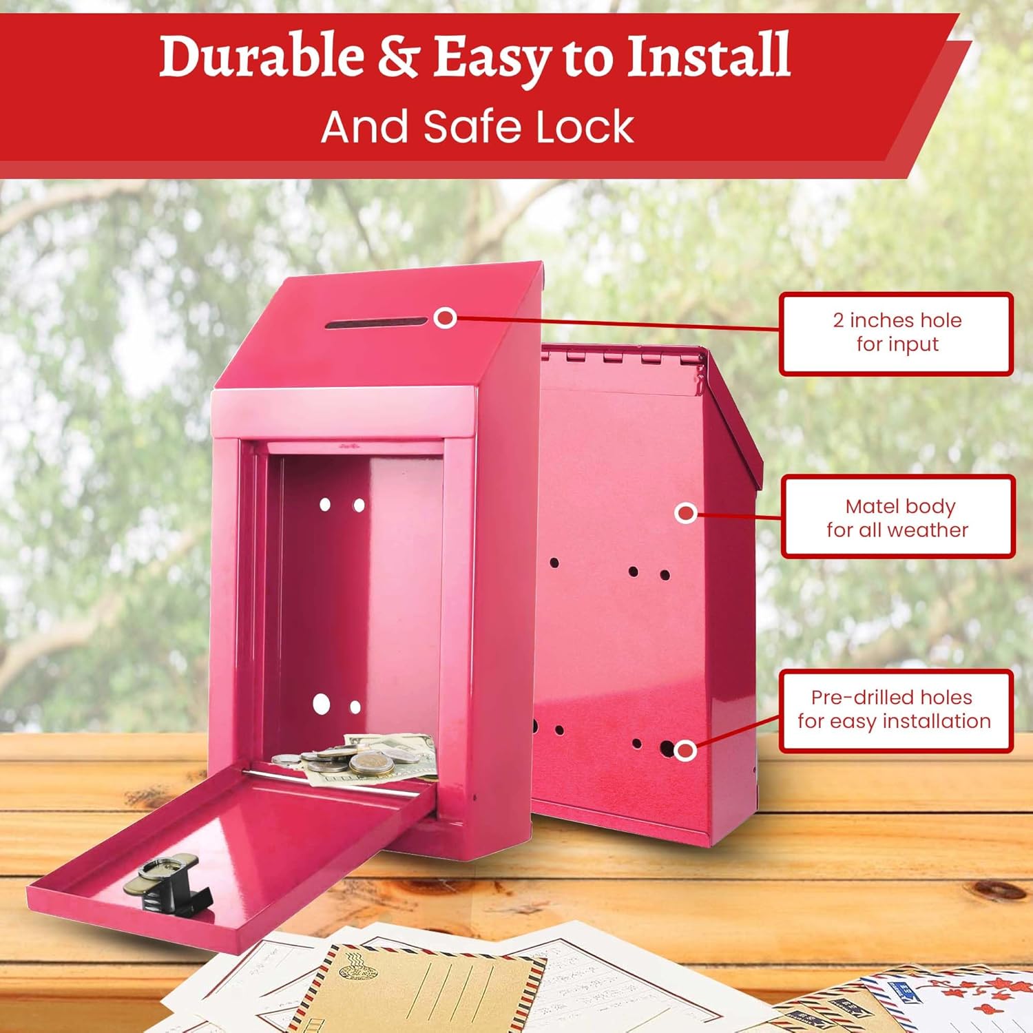 Metal Donation Box Charity Steel Collection Box Office Suggestion Box Secure Box With Top Slot and Lock with Keys Wall Mount with pre drilled holes 10x6x2.5" waterproof mailbox for Home Office(Gray) 25 81itt66MTEL. AC SL1500 - northernschoolofshiatsu.co.uk