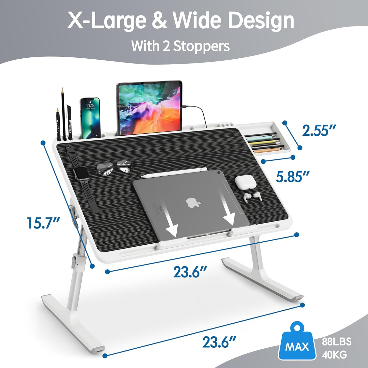 Monomi Laptop Desk for Bed, Height & Angle Adjustable Laptop Stand for Bed,X-Large Folding Portable Lap Desks Trays with Storage Drawers, Lap Table for Eating, Working, Writing and Drawing 11 81jtQSphjBL. AC SL1500 - northernschoolofshiatsu.co.uk