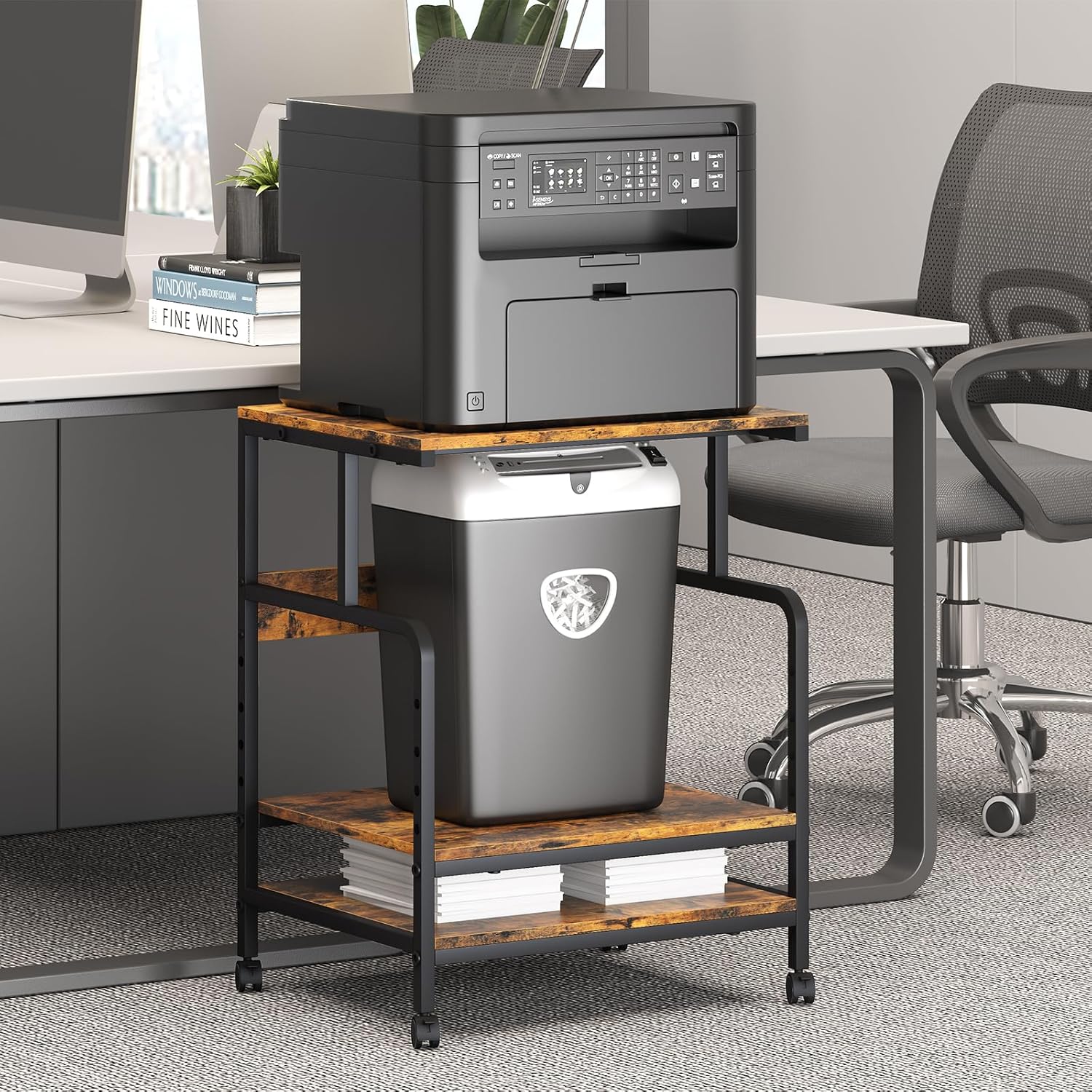4 Tier Printer Stand with Storage Shelf, Large Tall Printer Cart with Wheels, Mobile Printer Table for Home Office, Adjustable Stands for Printer Heat Press Scanner Fax (Black), High 38 81lZwdshPWL. AC SL1500 - northernschoolofshiatsu.co.uk