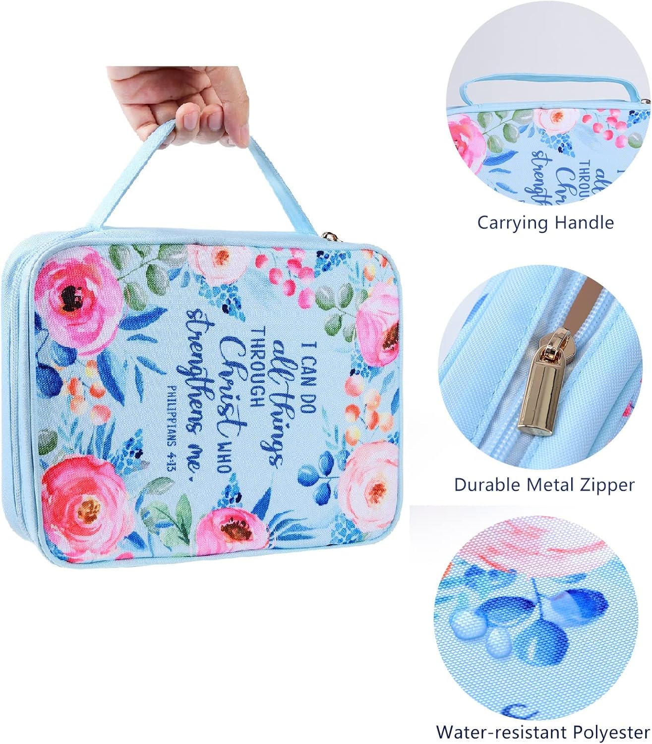 Bible Covers Case for Women Medium Large Bible Carrying Cases Holder 11" x8.5" x2.5" Floral Bible Book Carrier Tote Bags with Pockets Bookmarks Handles Zipper Christian Accessories Gifts 4 81m6dQDpssL. AC SL1500 - northernschoolofshiatsu.co.uk