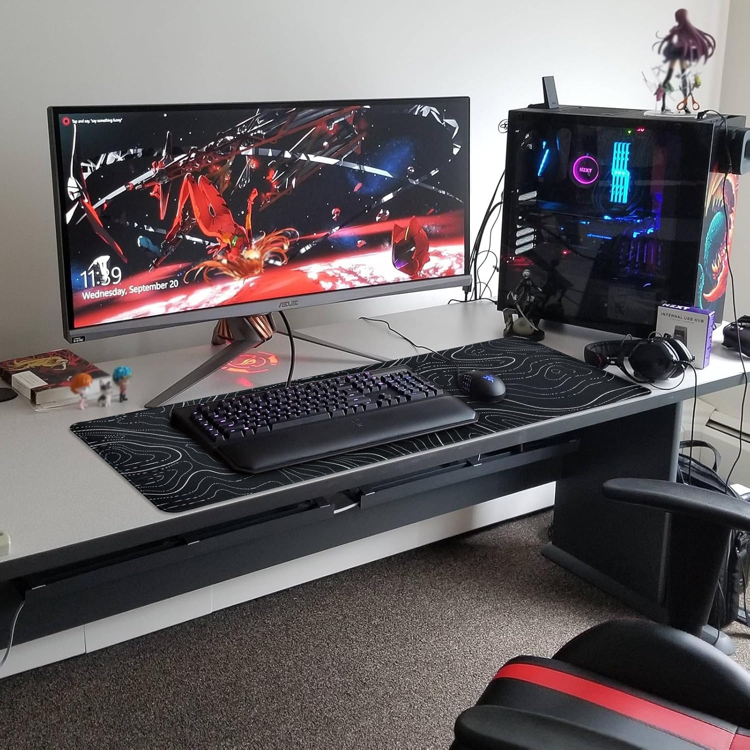 Gaming Mouse Pad Large 31.5 x 11.8in Topographic Keyboard Mousepad for Non-Slip Base and Stitched Edge, Extended Desk Pad XL Desk Mat (Black) 3 81mft+qfXHL. AC SL1500 - northernschoolofshiatsu.co.uk