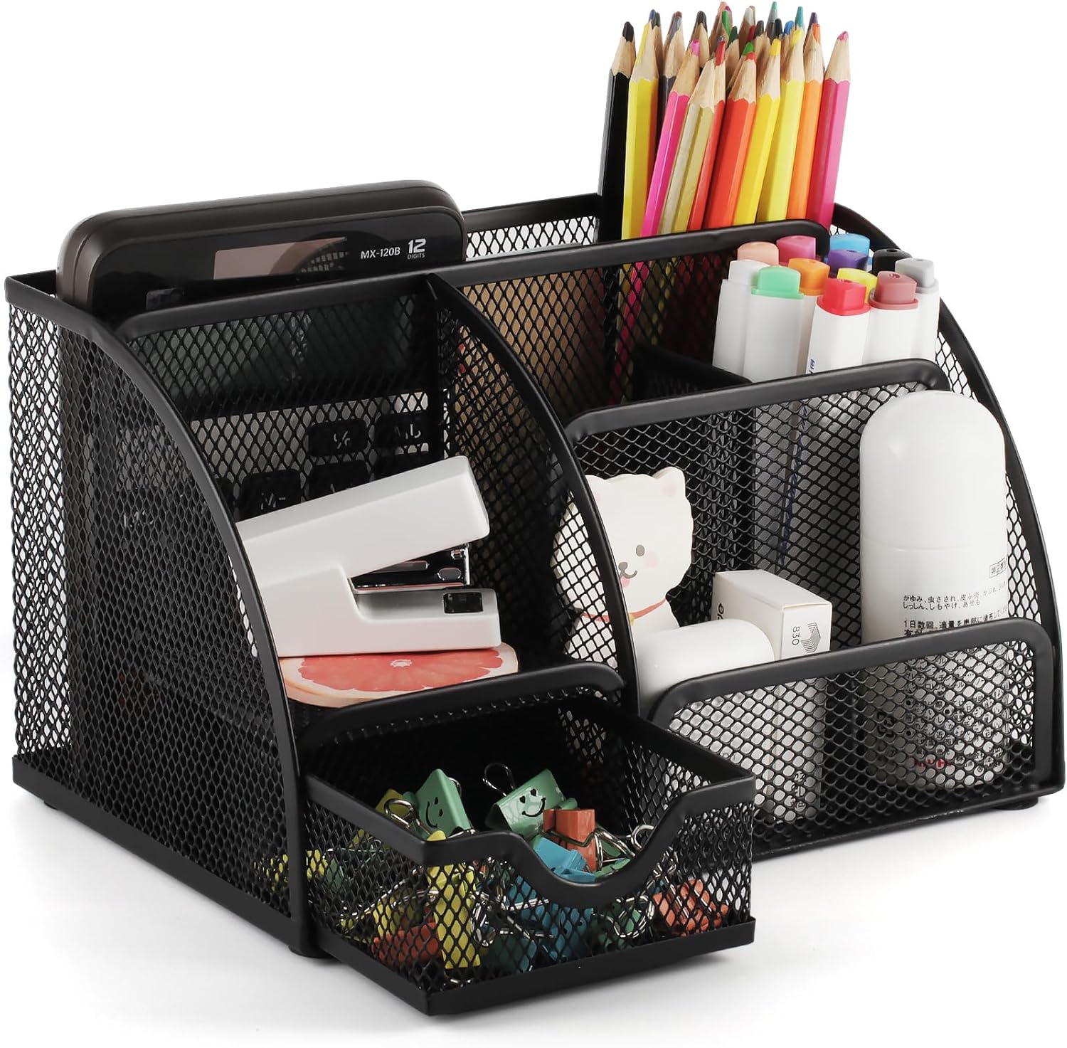 Mesh Metal Desktop Organizer Office Box with Pen Holder and Desktop Accessory Storage Basket, 7 Compartments, Black 1 81mkaIMIudL. AC SL1500 - northernschoolofshiatsu.co.uk