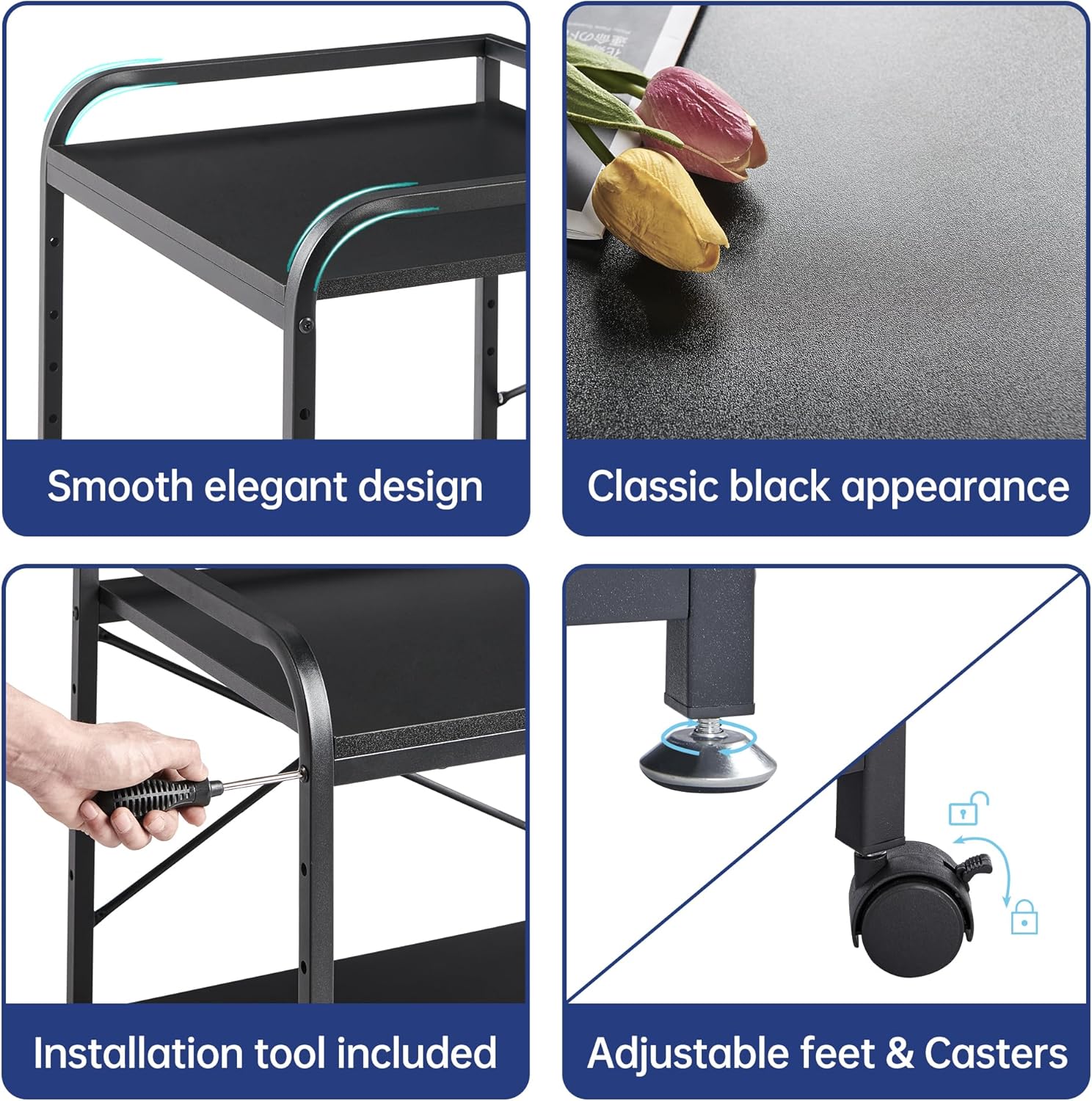 2 Tier Under Desk Printer Stand with Storage, 20 Inches Deep Large Printer Table with Height Adjustable Shelf, Rolling Printer Cart with Wheels for Home Office - Black 9 81n7nFL6XqL. AC SL1500 - northernschoolofshiatsu.co.uk