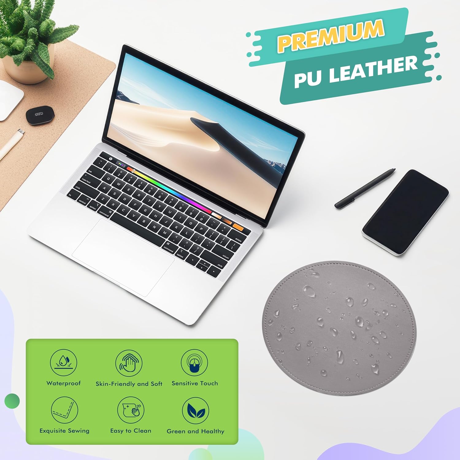 Mouse Pad, PU Mouse Pad,Leather Mouse Pad with Stitched Edge Micro-Fiber Base with Non-Slip Waterproof,Mouse Pad for Computers,Laptop, 8x11Inch (Caramel Brown) 180 81nDN4+hgsL. AC SL1500 - northernschoolofshiatsu.co.uk