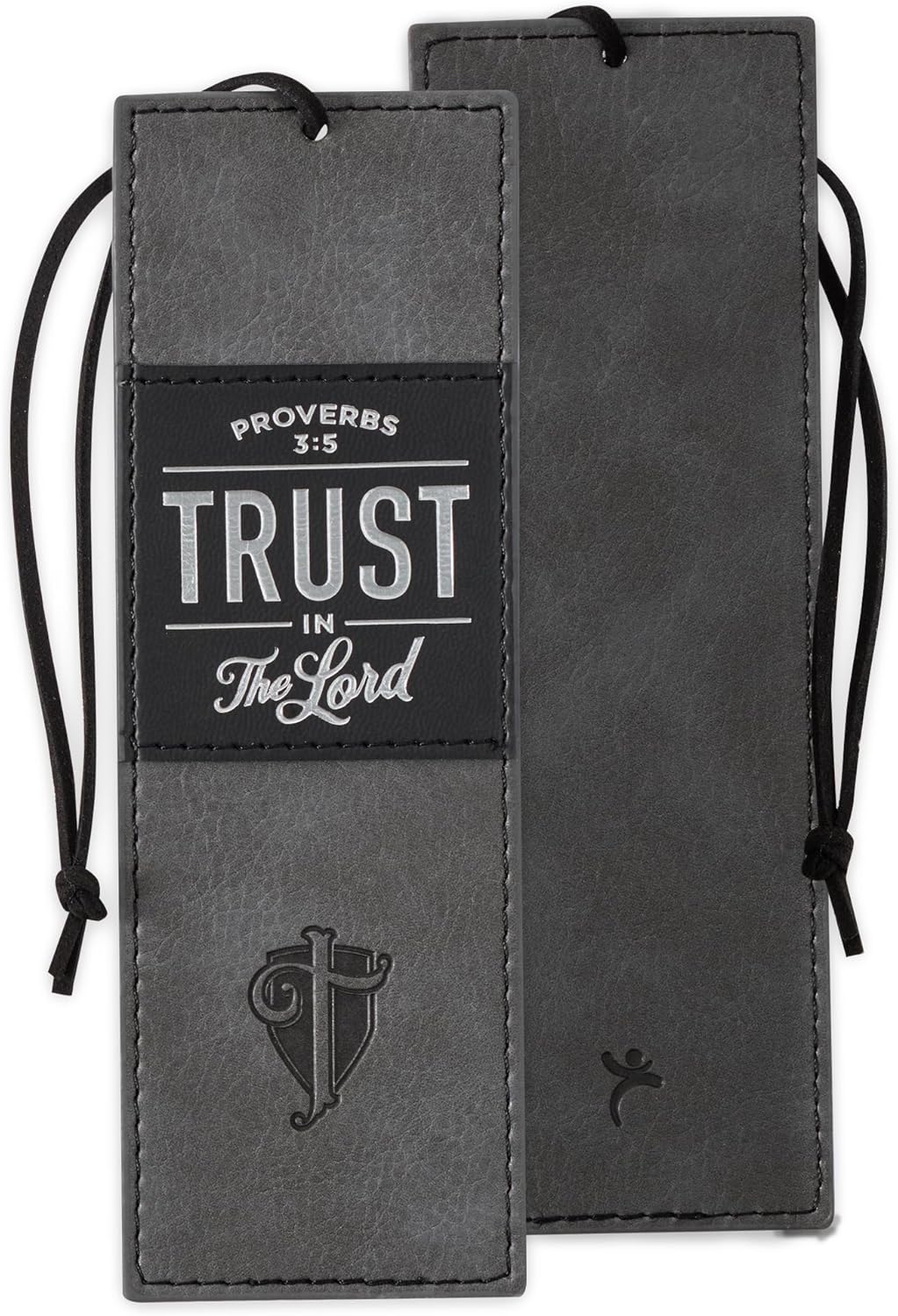 Christian Art Gifts Black Charcoal Gray Faux Leather Bookmark for Men: Trust in the Lord - Proverbs 3:5 Inspiring Bible Verse, Heat-debossed w/Silver Foil Accents Cross, Shield and Sturdy Leather Cord 1 81nNfFt3g4L. AC SL1500 - northernschoolofshiatsu.co.uk
