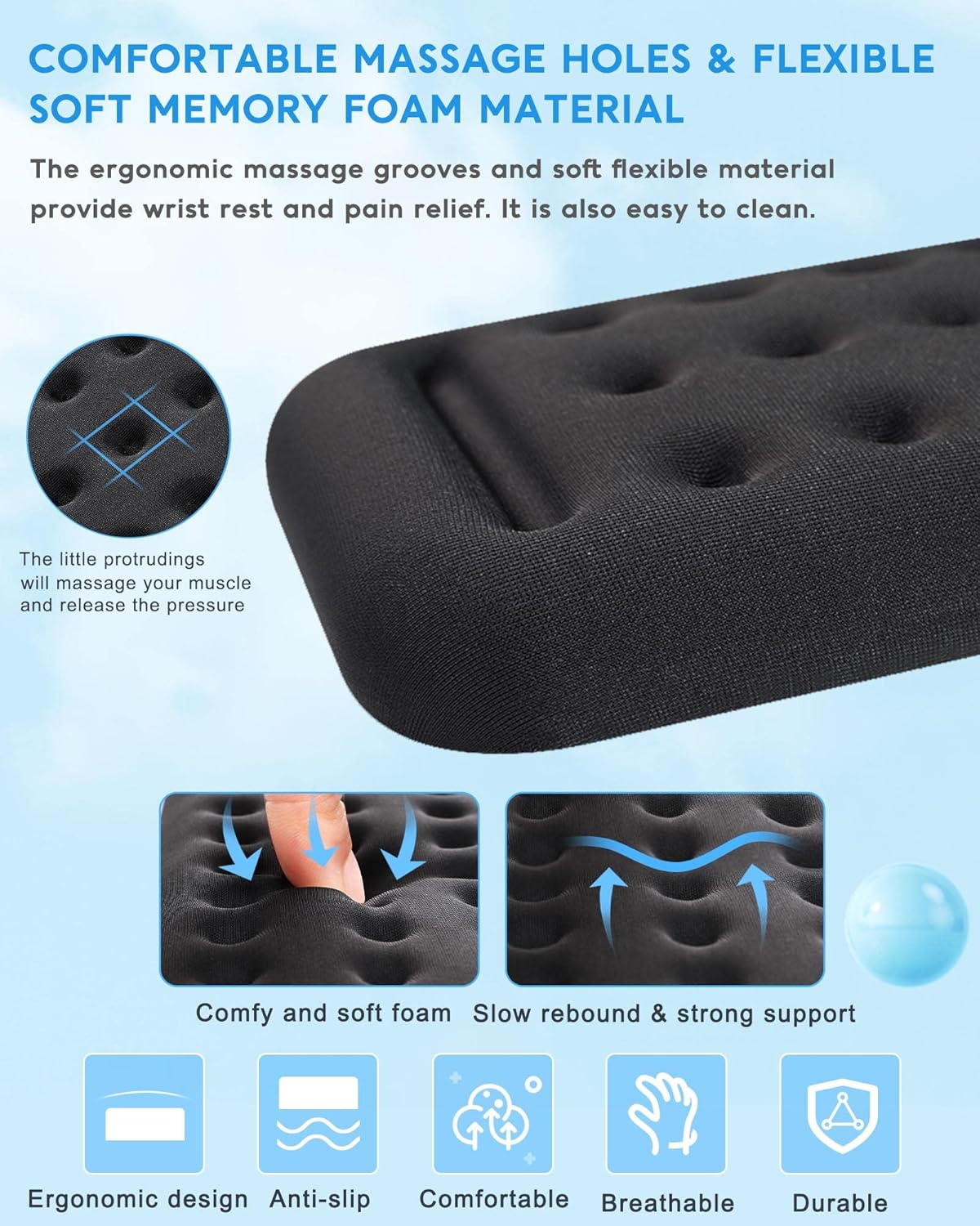 Lekvey Ergonomic Mouse Wrist Rest - Memory Foam Gel Pad With Massage Holes for Pain Relief - Cushion Support for Laptop, Office, Gaming - Black 2 81nTGze59hL. AC SL1500 - northernschoolofshiatsu.co.uk