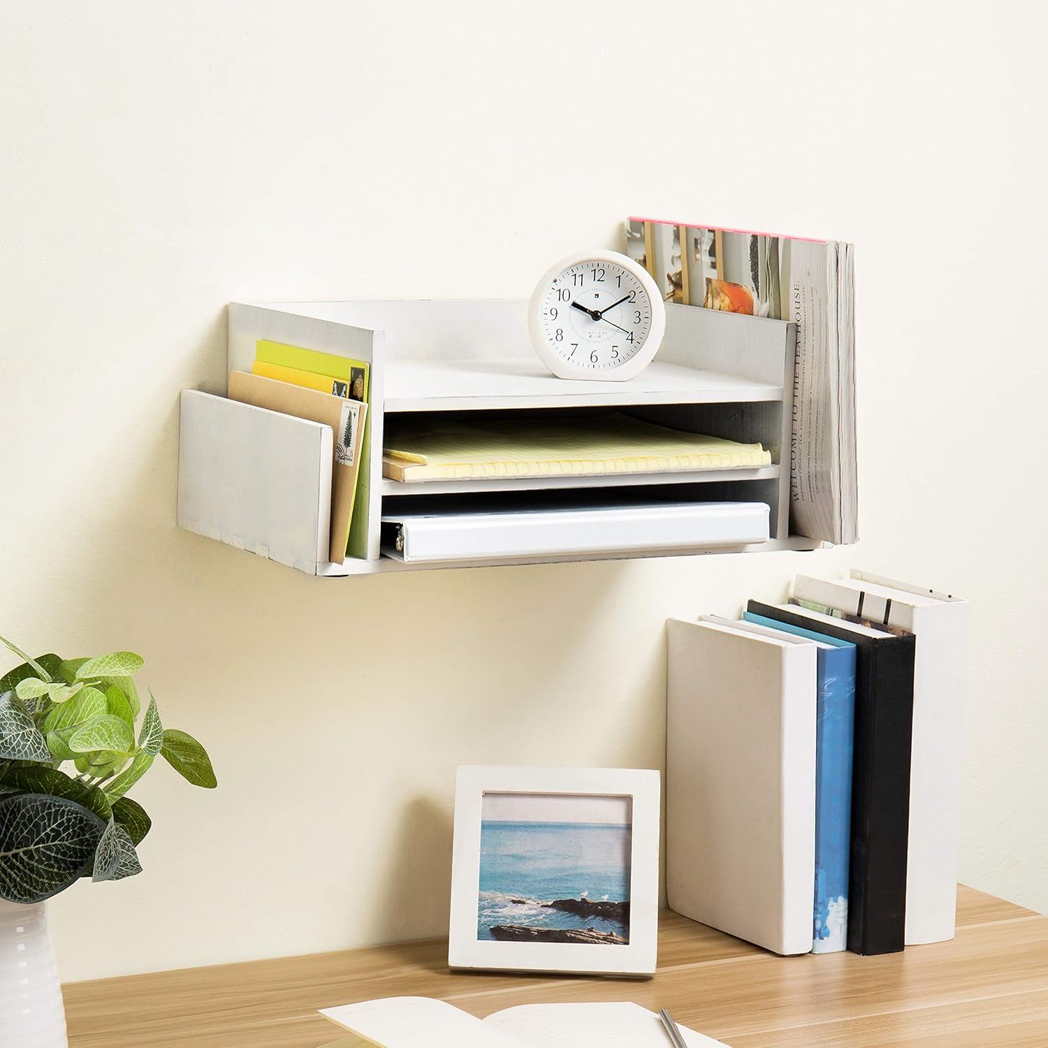 MyGift 3 Tier Wall Mounted Vintage White Wood Office Desktop File Rack, Document Tray Letter Paper Organizer & Mail Sorter 6 81niILJr3aL. AC SL1500 - northernschoolofshiatsu.co.uk
