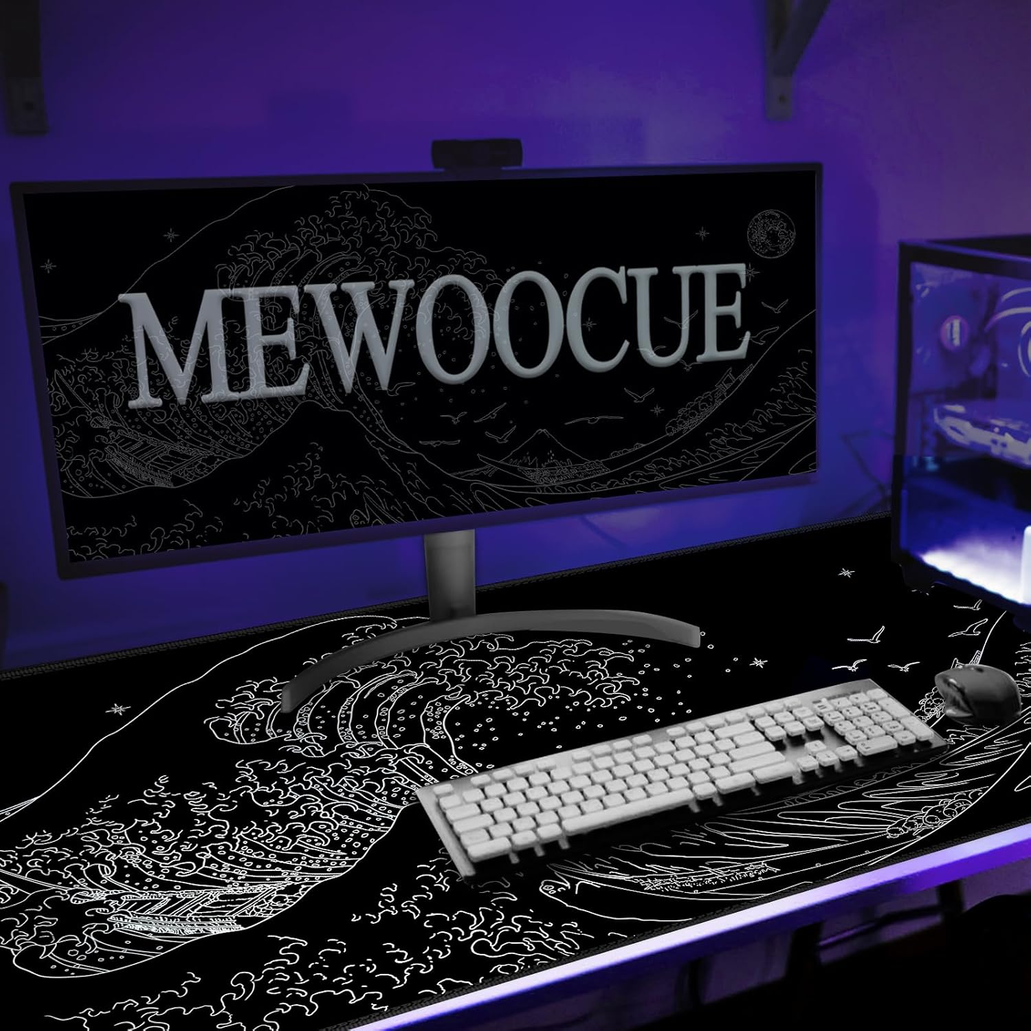 MEWOOCUE® Large Gaming Mouse Pad for Computer,Black Japanese Sea Wave Anime Mouse Mat,Long XXL Waterproof Keyboard Pads,Big Non-Slip Mouse Pads for Game Office Home(31.5 x 11.9 in) 8 81nmU2q61QL. AC SL1500 - northernschoolofshiatsu.co.uk