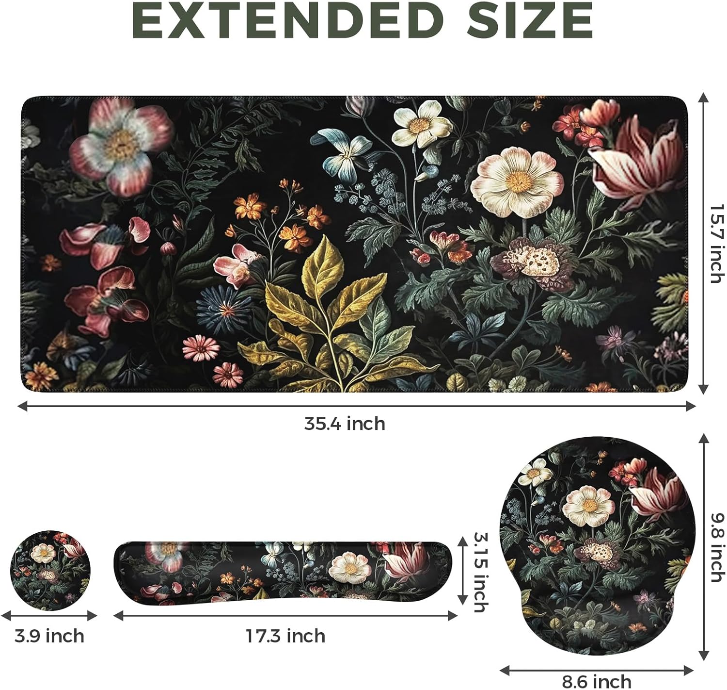 iCasso Floral Desk Mat, 4in1 Large Mouse Pad with Wrist Rest, Desk Matt for Desktop, Anti-Slip XXL Big Computer Ergonomic Mousepad with Wrist Support for Keyboard and Mouse (Elegant Flowers) 2 81oGnd30jiL. AC SL1500 - northernschoolofshiatsu.co.uk