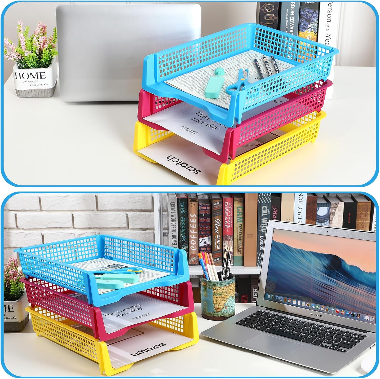 Kigley 18 Pcs Storage Tray Stackable Paper Tray Plastic Desk Letter Organizer Tray Colorful Office Desktop Document Paper Storage for Office Teacher Book Organization 4 81oOkX9haqL. AC SL1500 - northernschoolofshiatsu.co.uk