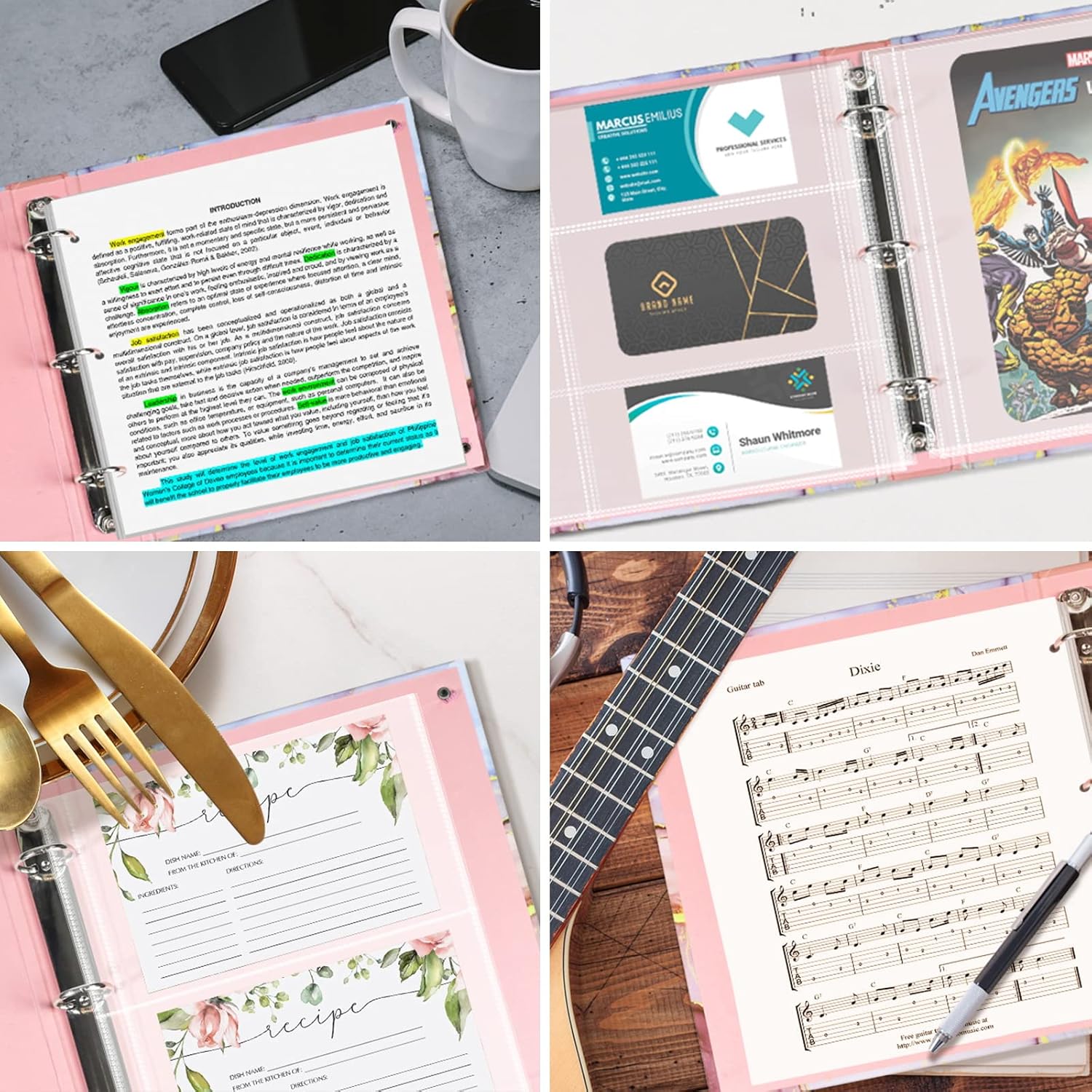 Mini 3 Ring Binder - 5.5 x 8.5 in, 1 Inch with Elastic Cord, Fits Loose Leaf Paper, Sheet Protectors, Recipe Binder, Photo Album Pages - Lightpink Marble 27 - northernschoolofshiatsu.co.uk