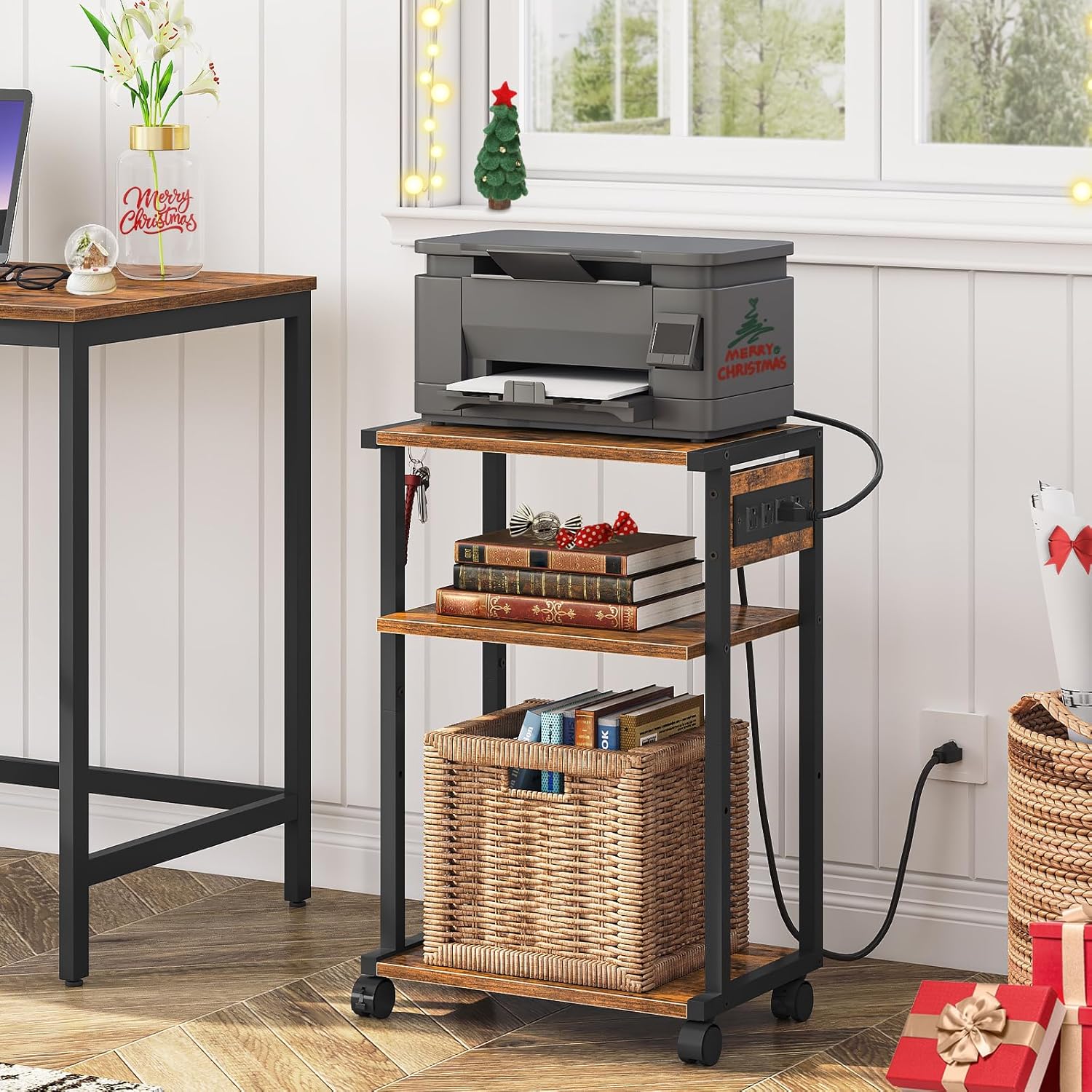 HOOBRO Industrial Printer Stand with Charging Station, 3-Tier Printer Table, Rolling Printer Cart with Adjustable Shelf and Hook, Rustic Brown and Black BF28UPS01 2 81oRdhmW aL. AC SL1500 - northernschoolofshiatsu.co.uk