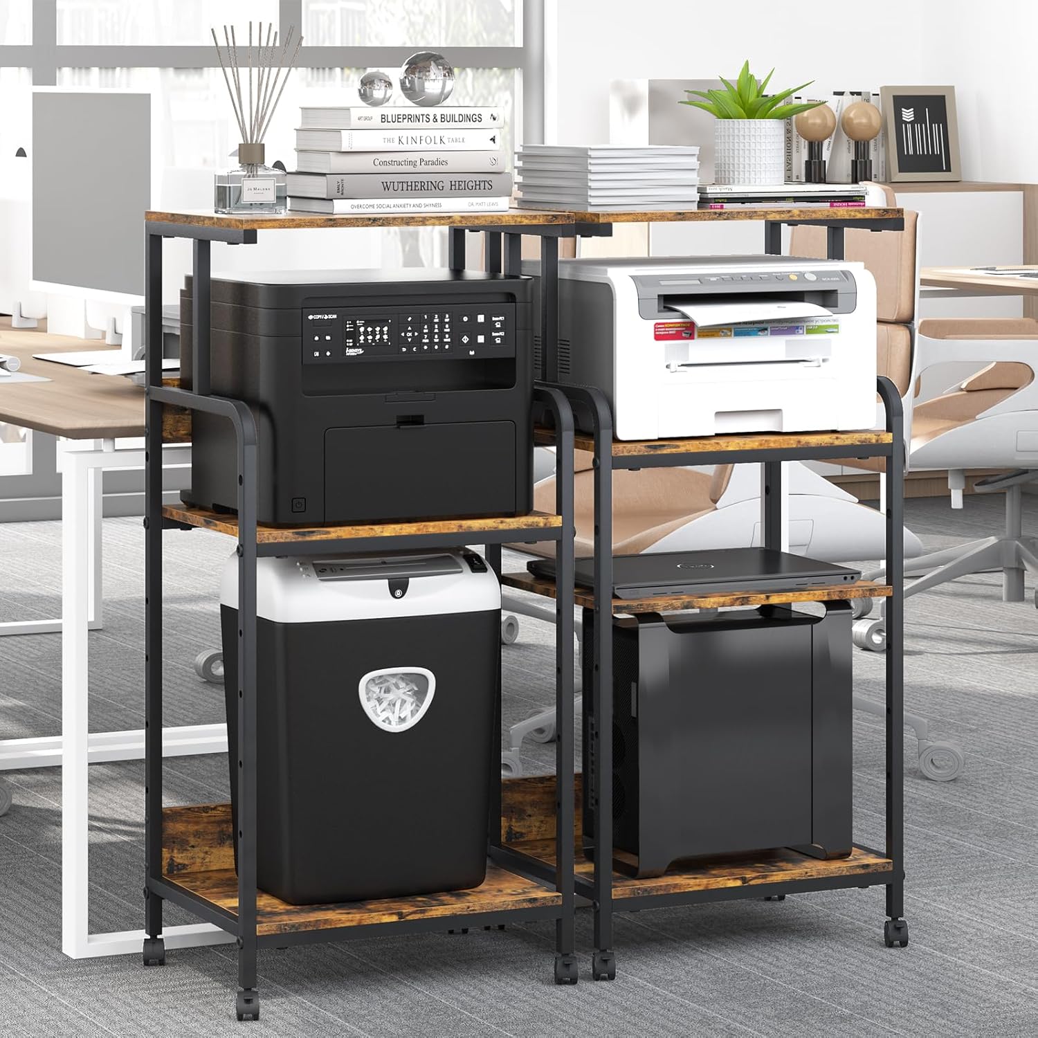 4 Tier Printer Stand with Storage Shelf, Large Tall Printer Cart with Wheels, Mobile Printer Table for Home Office, Adjustable Stands for Printer Heat Press Scanner Fax (Black), High 16 81oZNViwiGL. AC SL1500 - northernschoolofshiatsu.co.uk