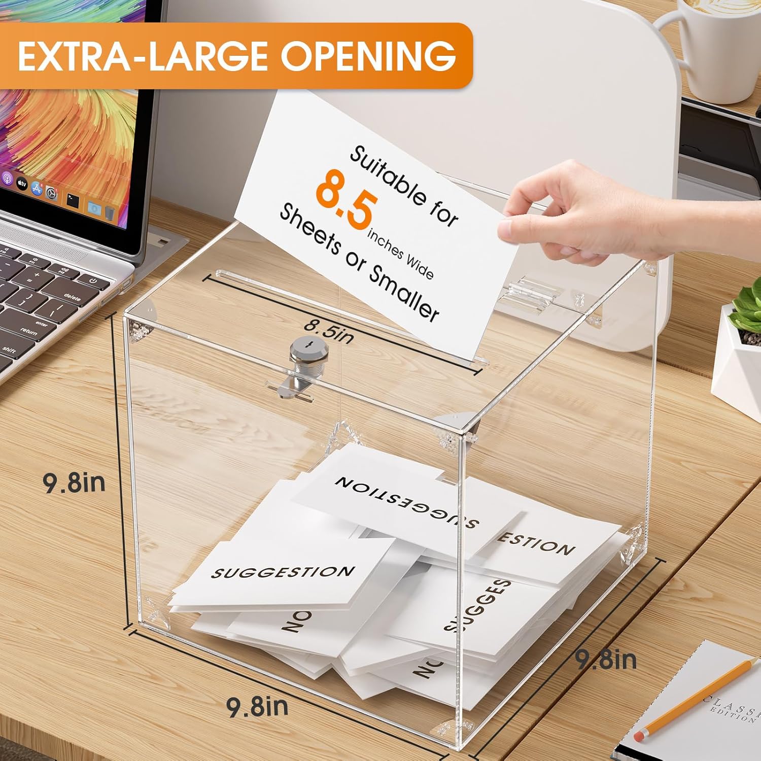MaxGear Acrylic Donation Box, 9.8" x 9.8" x 9.8" Square Suggestion Box with Lock, Large Comment Case for Fundraising, Donating, Bar, School, 1 Pack 2 81ogGbKp6pL. AC SL1500 - northernschoolofshiatsu.co.uk