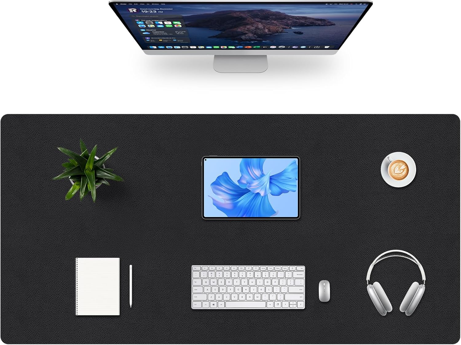 Leather Desk Pad Protector, Large Desk Mat for Keyboard and Mouse, Scratch-Proof and Wear-Resistant, Suede Non-Slip Bottom(Black-23.6 x 13.7 in) 17 - northernschoolofshiatsu.co.uk