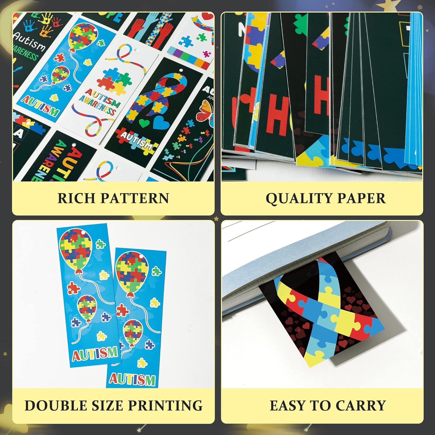 Haooryx World Autism Awareness Bookmarks - 123Pcs Colorful Puzzle Pieces Ribbon Autism Awareness Bookmark Gift for Kids Fundraiser Inspirational School Stationery Edcational Event Seminar Stationery 3 81p+Q4Rpl+L. AC SL1500 - northernschoolofshiatsu.co.uk