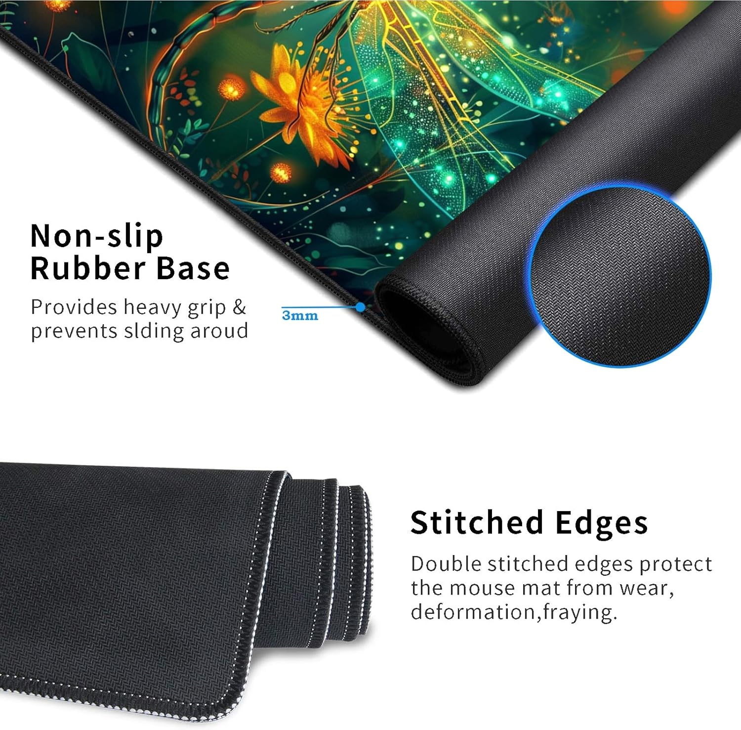 Small Desk Mat,Office Desk Pad for Office Work & Game,Computer Keyboard Mouse Mat Desk Non-Slip Rubber Base Small Mousepad with Stitched Edges for 23.6”x11.8”-Glowing Dragonfly 4 81p6n9Ue1aL. AC SL1500 - northernschoolofshiatsu.co.uk