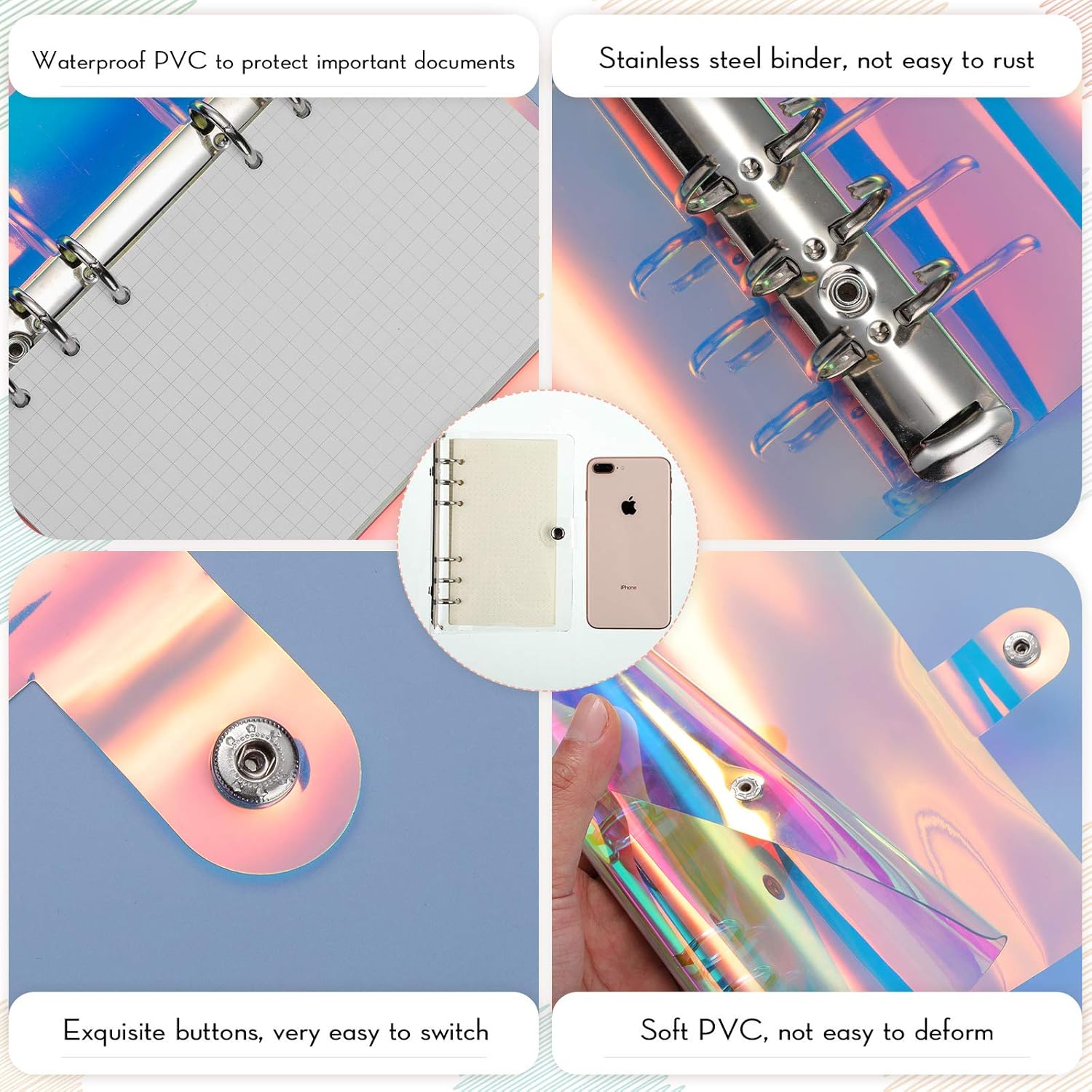 6 Pieces Rainbow Clear Notebook Binders 6-Ring Planner Binder Soft PVC Binder Transparent A6 Binder Cover Loose Leaf Personal Planner with Snap Button Closure 2 81p9tZoBVbL. AC SL1500 - northernschoolofshiatsu.co.uk