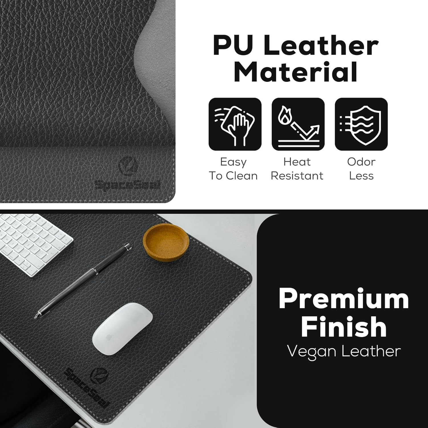 Space Seal® Leather Mouse Pads for Desk (Black 23.6” x 13.8”) - Non Slip PU Leather Desk Mat for Keyboard and Mouse - Elevate Your Workspace with Large Waterproof Computer Desk Mat for Desktop 4 81pC5GZAq9L. AC SL1500 - northernschoolofshiatsu.co.uk