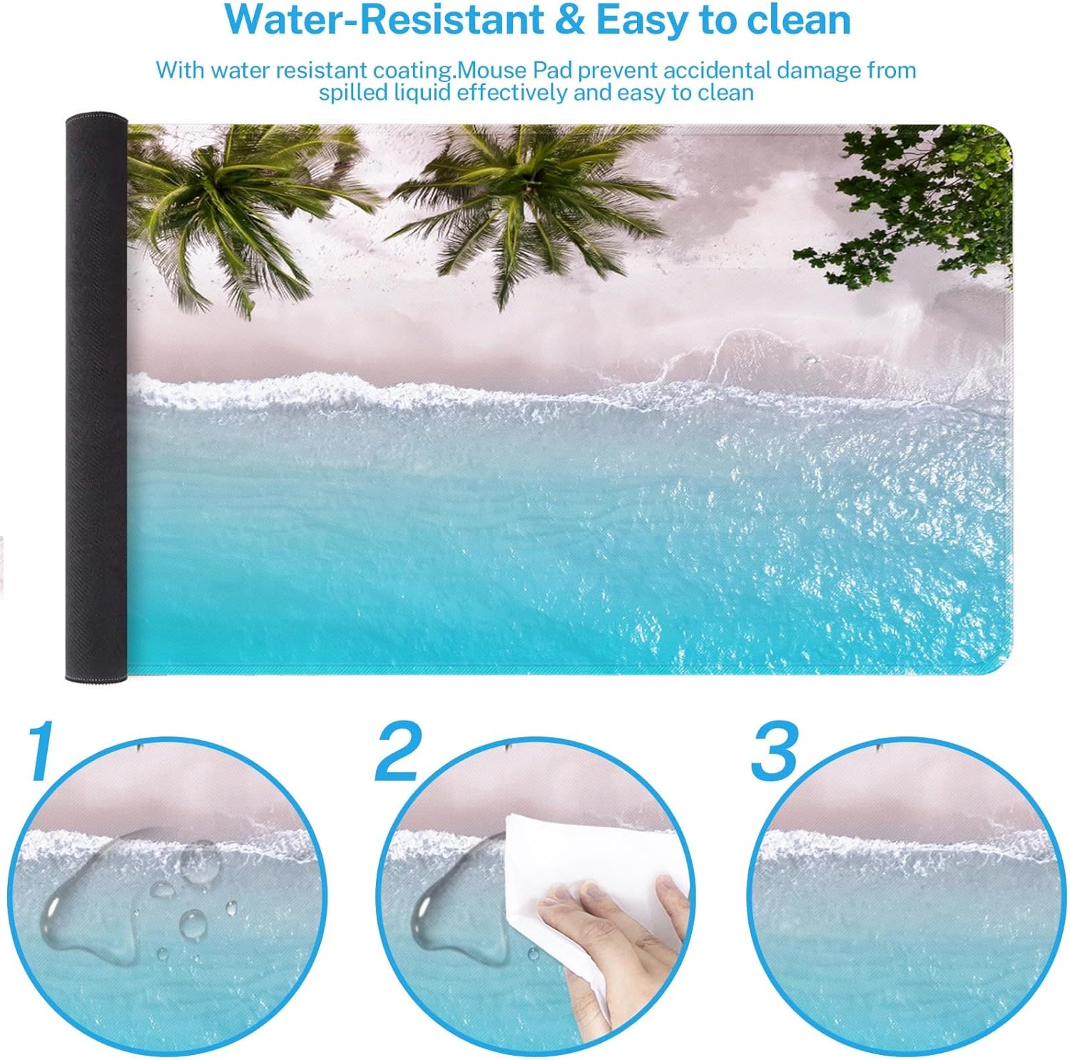 Arttown Blue Summer Beach Mouse Pad Large Gaming Mat Turquoise Ocean Non-Slip Desk Pad Keyboard and Mouse Desk Mat for Gamer, Office & Home, 31.5 x 15.7 in 7 81phEy+ jfL. AC SL1500 - northernschoolofshiatsu.co.uk
