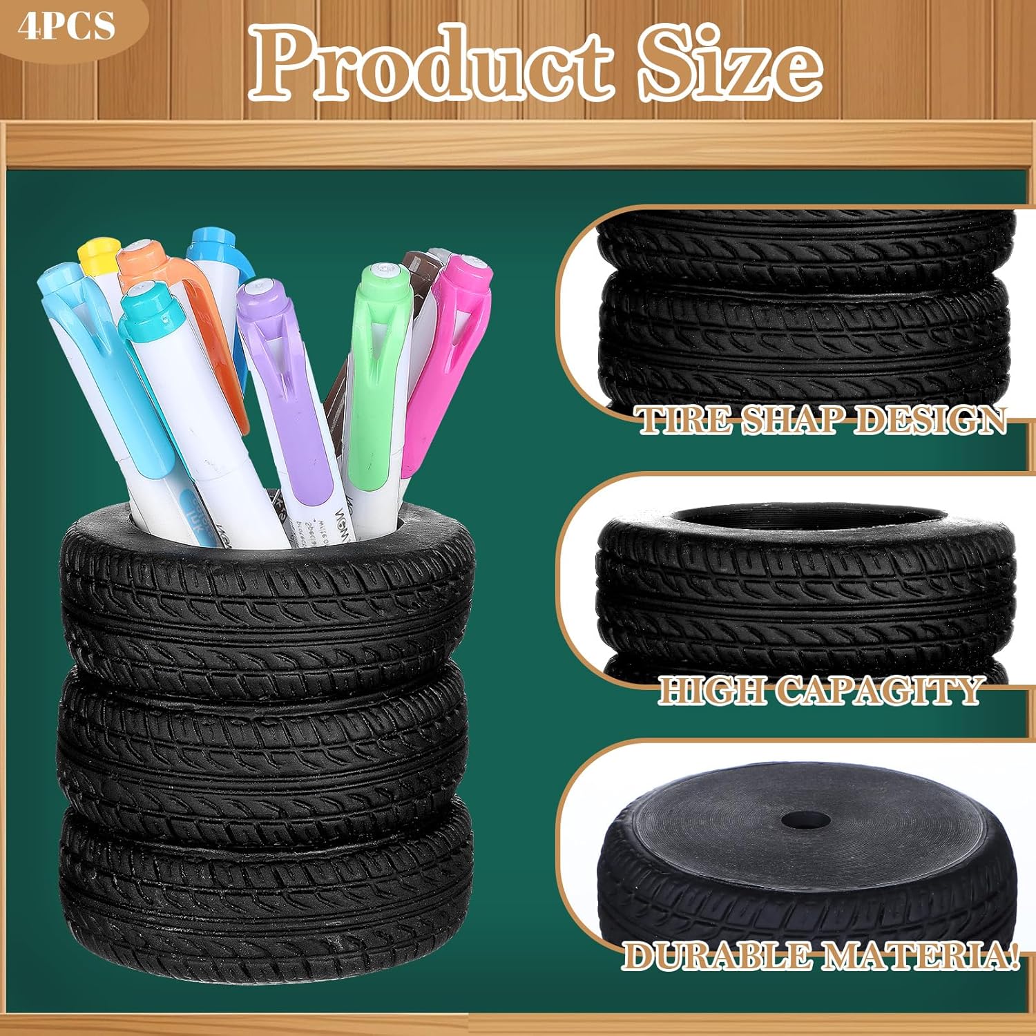 4 PCS Tire Shape Pencil Holder, Car Tire Pencil Holder, Black Pen Holder, Suitable for Classroom, School, Office, Study Room (Black) 2 81pkHte YvL. AC SL1500 - northernschoolofshiatsu.co.uk