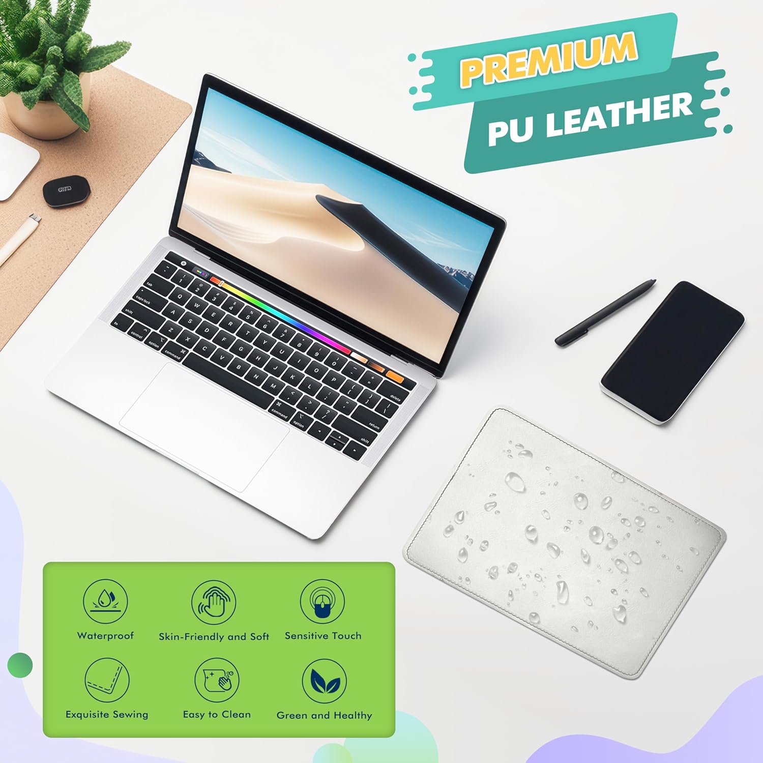 Mouse Pad, PU Mouse Pad,Leather Mouse Pad with Stitched Edge Micro-Fiber Base with Non-Slip Waterproof,Mouse Pad for Computers,Laptop, 8x11Inch (Caramel Brown) 67 81ppiz+TyPL. AC SL1500 - northernschoolofshiatsu.co.uk