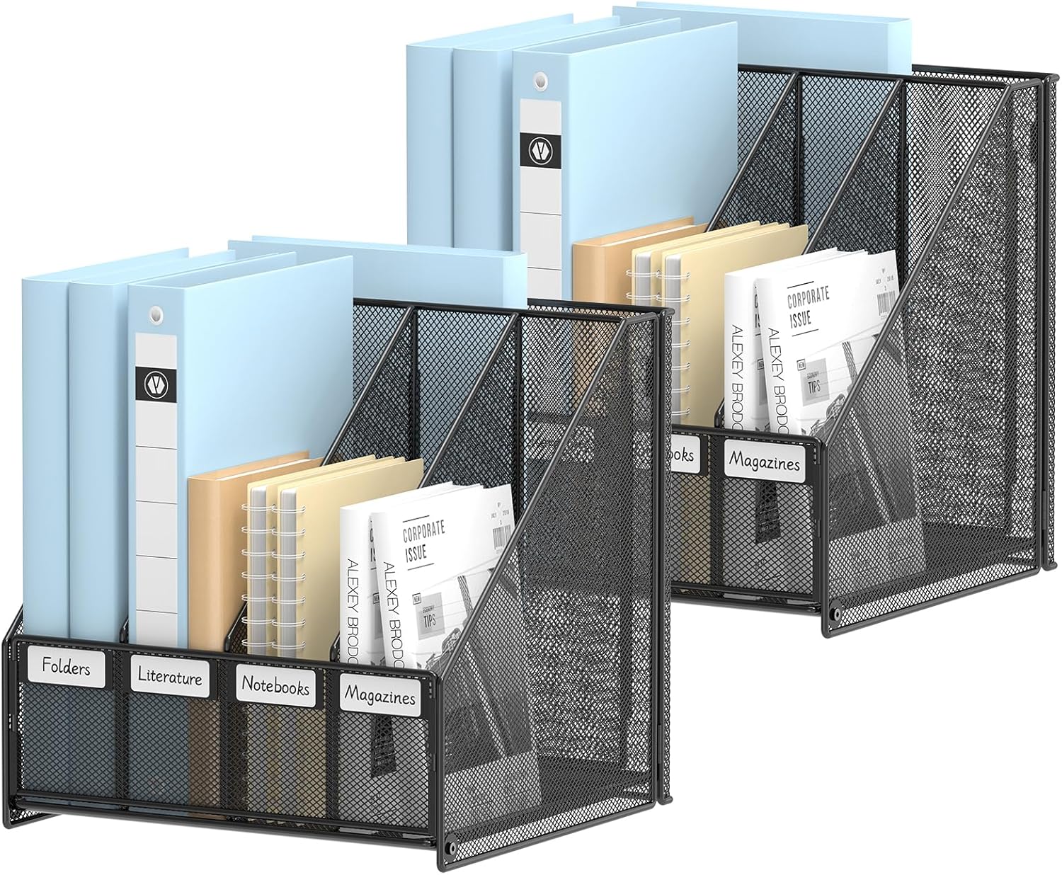 OUTWOLF Magazine File Holder with 4 Vertical File Sorters, Desk File Organizer Book Binder Holder Rack, Black 1 81ppmTAhrdL. AC SL1500 - northernschoolofshiatsu.co.uk