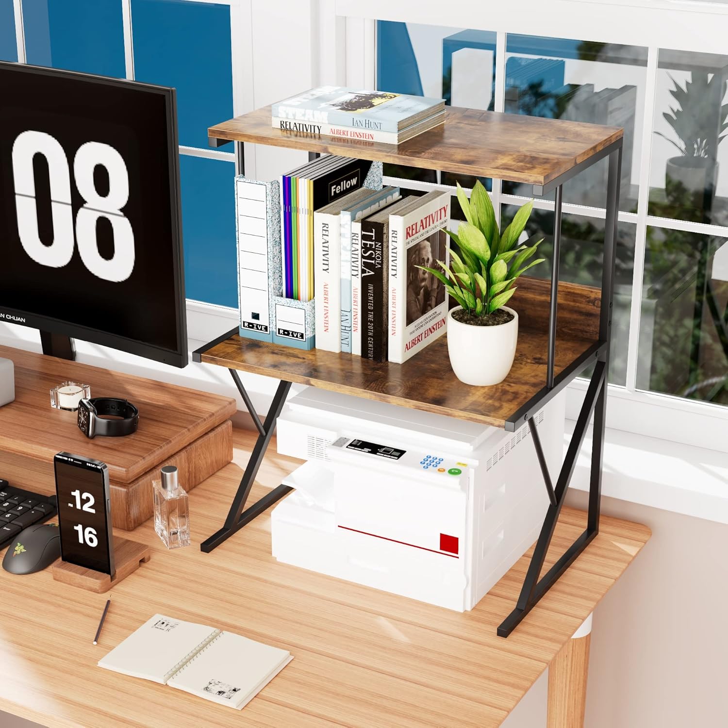 aboxoo Printer Stand for Desk, Desktop Printer Shelf Large 3-Tier Multi-Purpose Office Organization Shelves for Home Office, Rustic Brown 30 81ptoqjspiL. AC SL1500 - northernschoolofshiatsu.co.uk