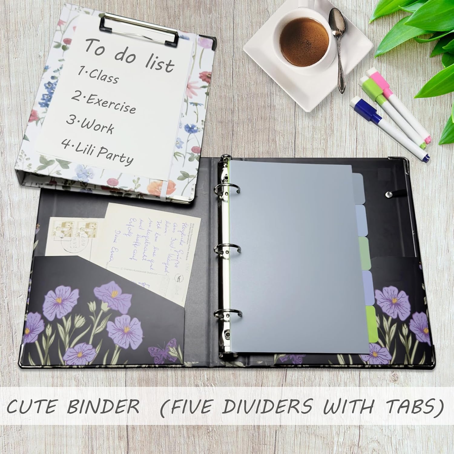 3 Ring Binder 1 Inch, Three Ring Binders Organizer with Clipboard, 5-Tabs Pockets Dividers, Plastic Folder, 18 Divider Stikers, BVSSX Pretty Binder with Pen Loop (Black Weeds, Letter Size) 36 81qT2paeSmL. AC SL1500 - northernschoolofshiatsu.co.uk