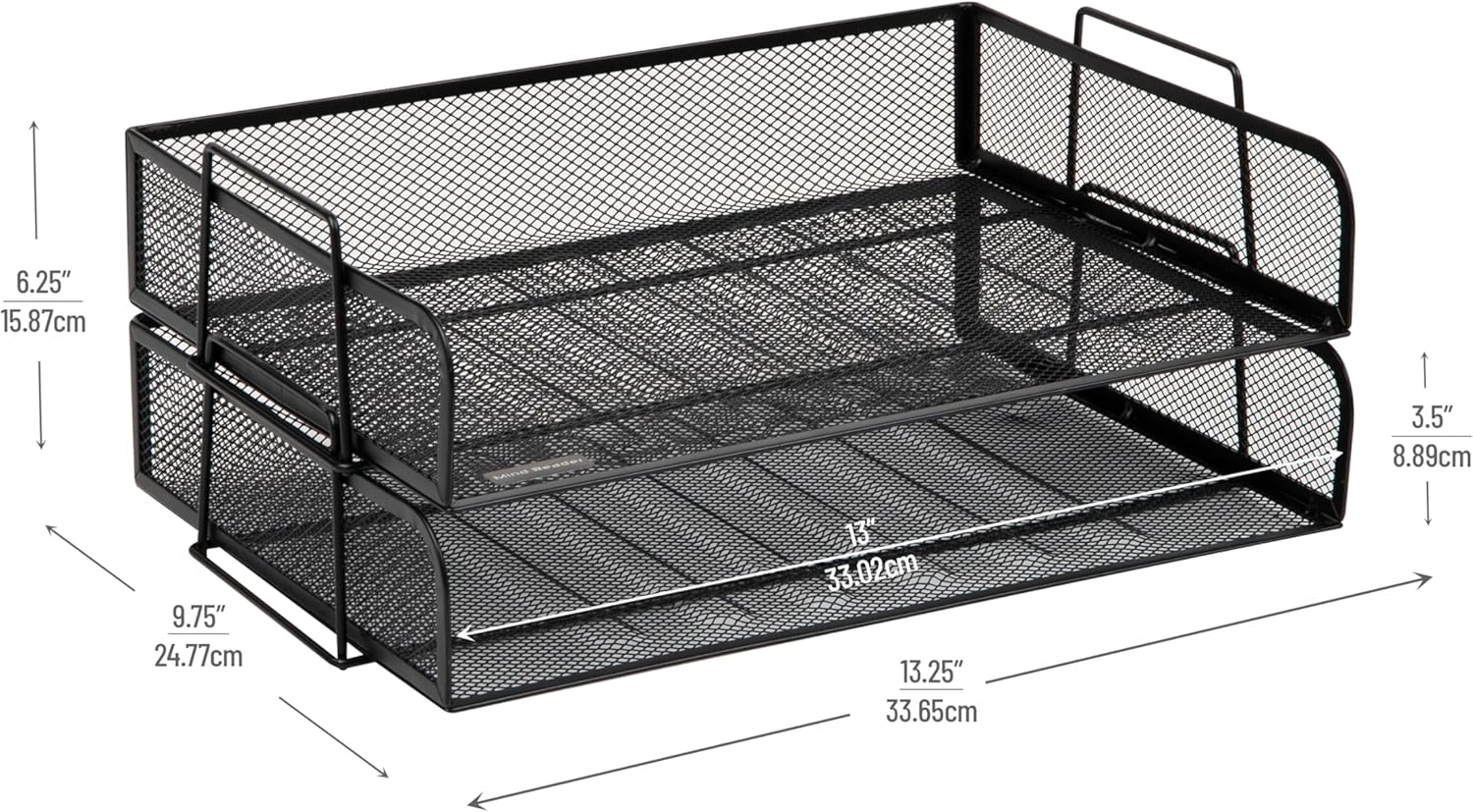 Mind Reader Stackable Paper Tray, Desktop Organizer, File Storage, Office, Metal Mesh, 13.25" L x 9.75" W x 6.25" H, 2 Pcs., Black 4 - northernschoolofshiatsu.co.uk