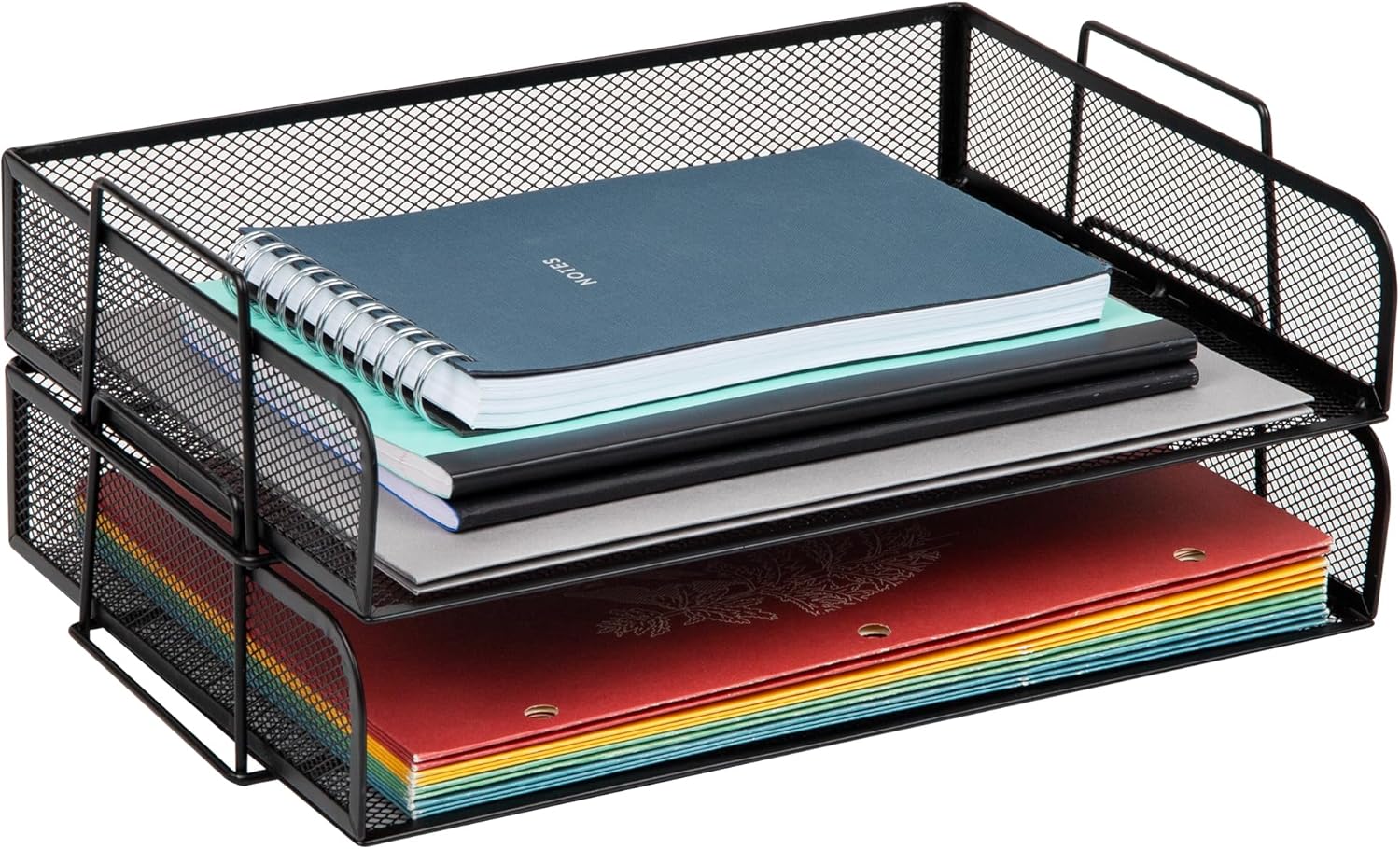 Mind Reader Stackable Paper Tray, Desktop Organizer, File Storage, Office, Metal Mesh, 13.25" L x 9.75" W x 6.25" H, 2 Pcs., Black 1 81qs2L+iUnL. AC SL1500 - northernschoolofshiatsu.co.uk