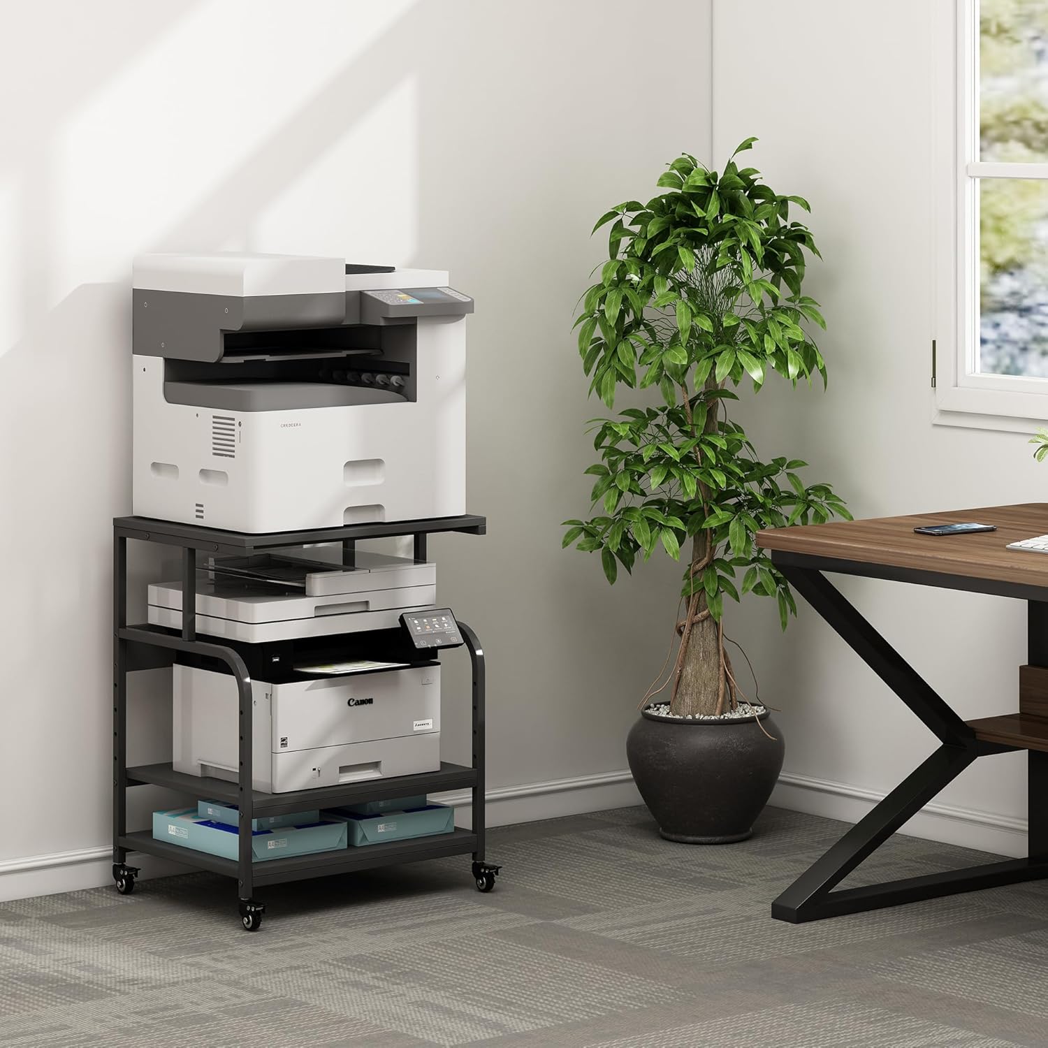Large Printer Stand Table 23.6 x18.9 x 30 Inches with Height Adjustable Storage Shelf, 3 Tier Rolling Printer Cart with Wheels for Home Office, Gray 15 81qygd53EgL. AC SL1500 - northernschoolofshiatsu.co.uk