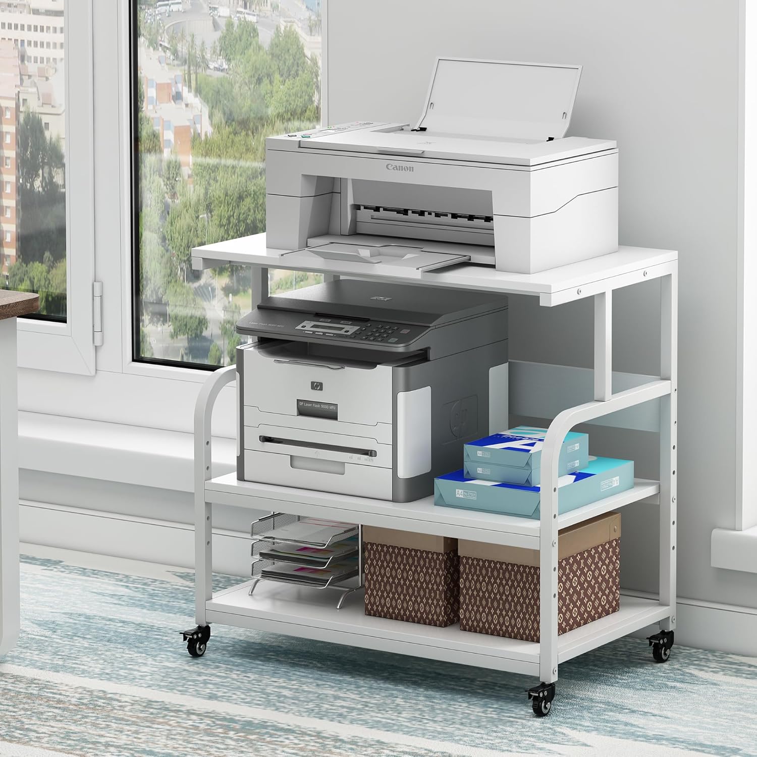 Large Printer Stand Table 23.6 x18.9 x 30 Inches with Height Adjustable Storage Shelf, 3 Tier Rolling Printer Cart with Wheels for Home Office, Gray 52 81r9PK6PeEL. AC SL1500 - northernschoolofshiatsu.co.uk
