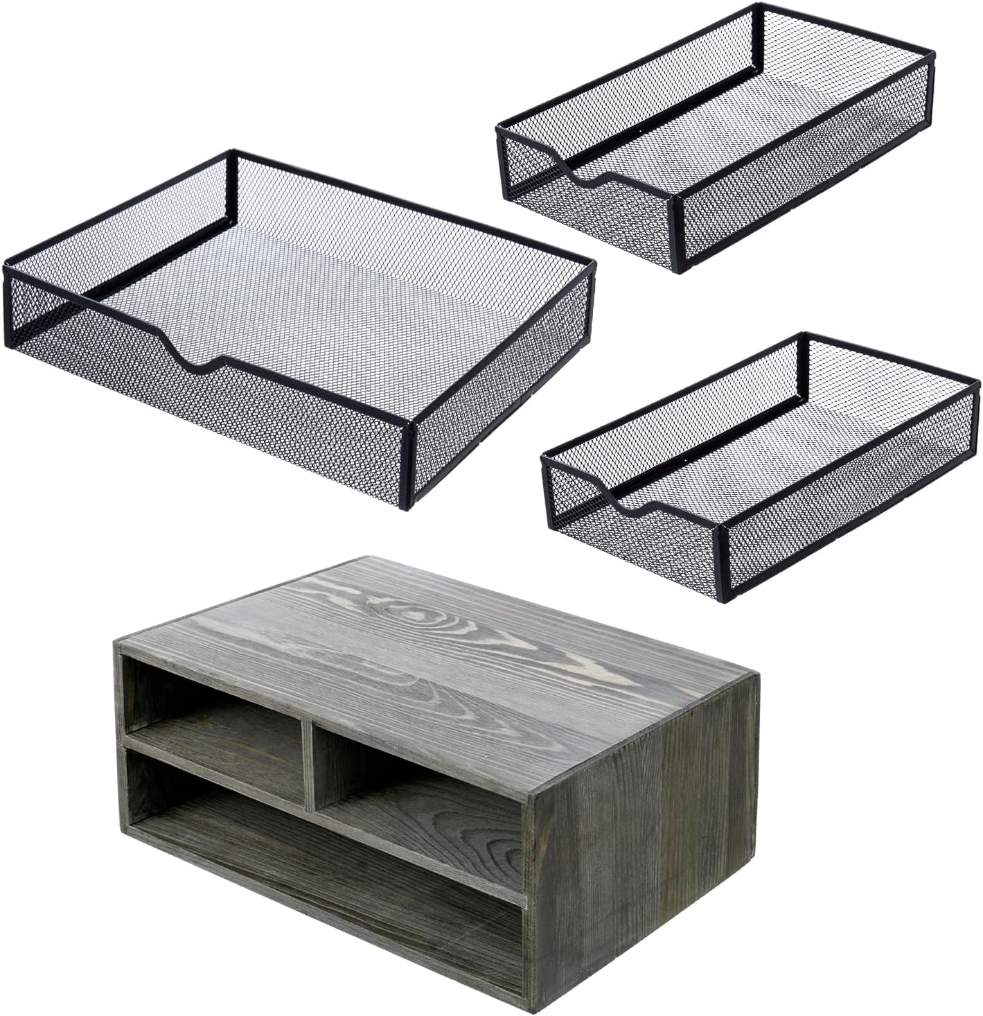 MyGift Vintage Weathered Gray Solid Wood Desktop Organizer Box with 3 Removable Black Metal Mesh Trays, Office Desk Supplies Storage Drawers for Accessories 6 81rQ JyM6rL. AC SL1500 - northernschoolofshiatsu.co.uk