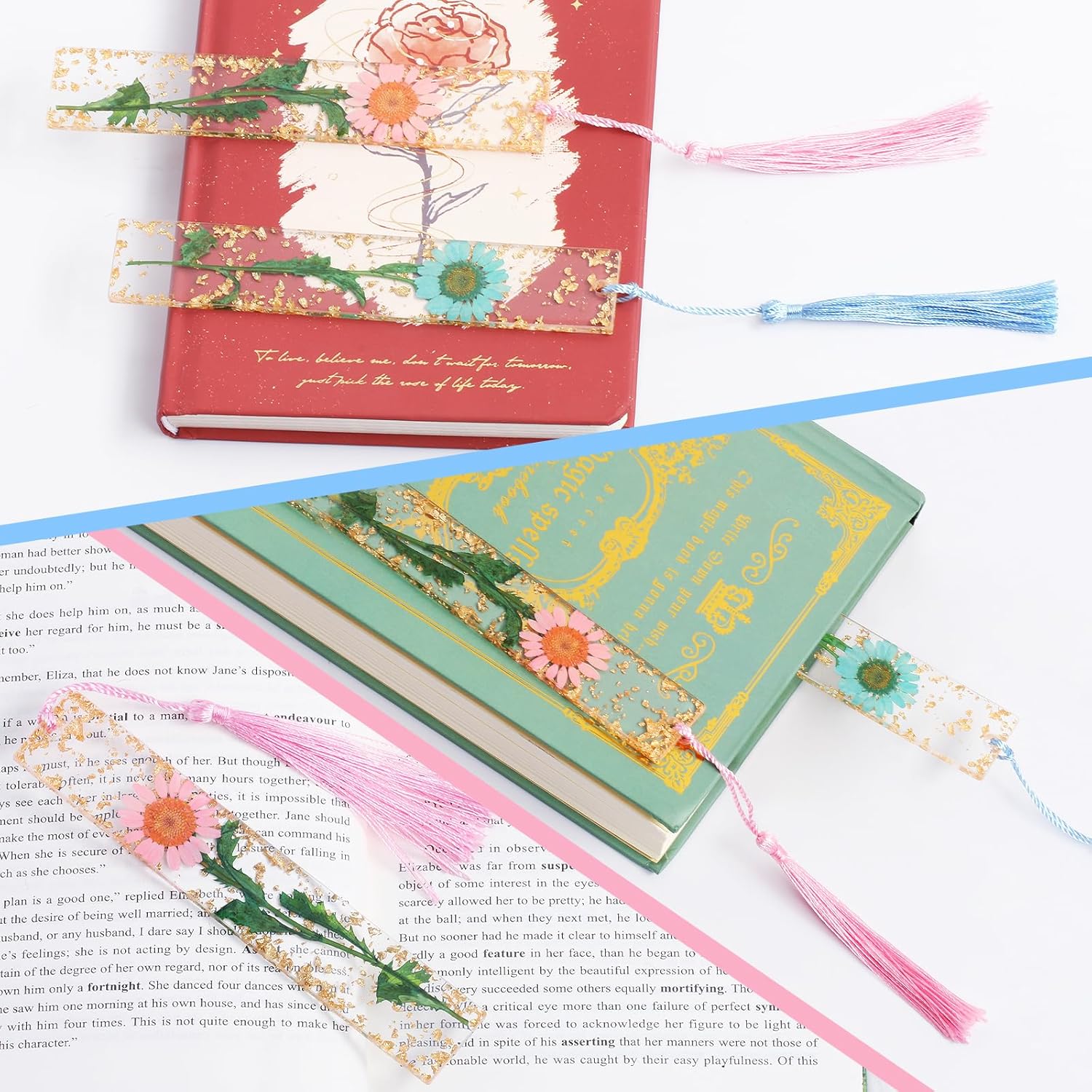 Book Marks for Book for Women, Kaluofan 2PCS Dried Flower Bookmarks with Tassels, Bookmarks for Women, Durable Handmade Dried Flower Resin Bookmarks, Pretty and Increase Reading Interest 30 81rSKutofIL. AC SL1500 - northernschoolofshiatsu.co.uk
