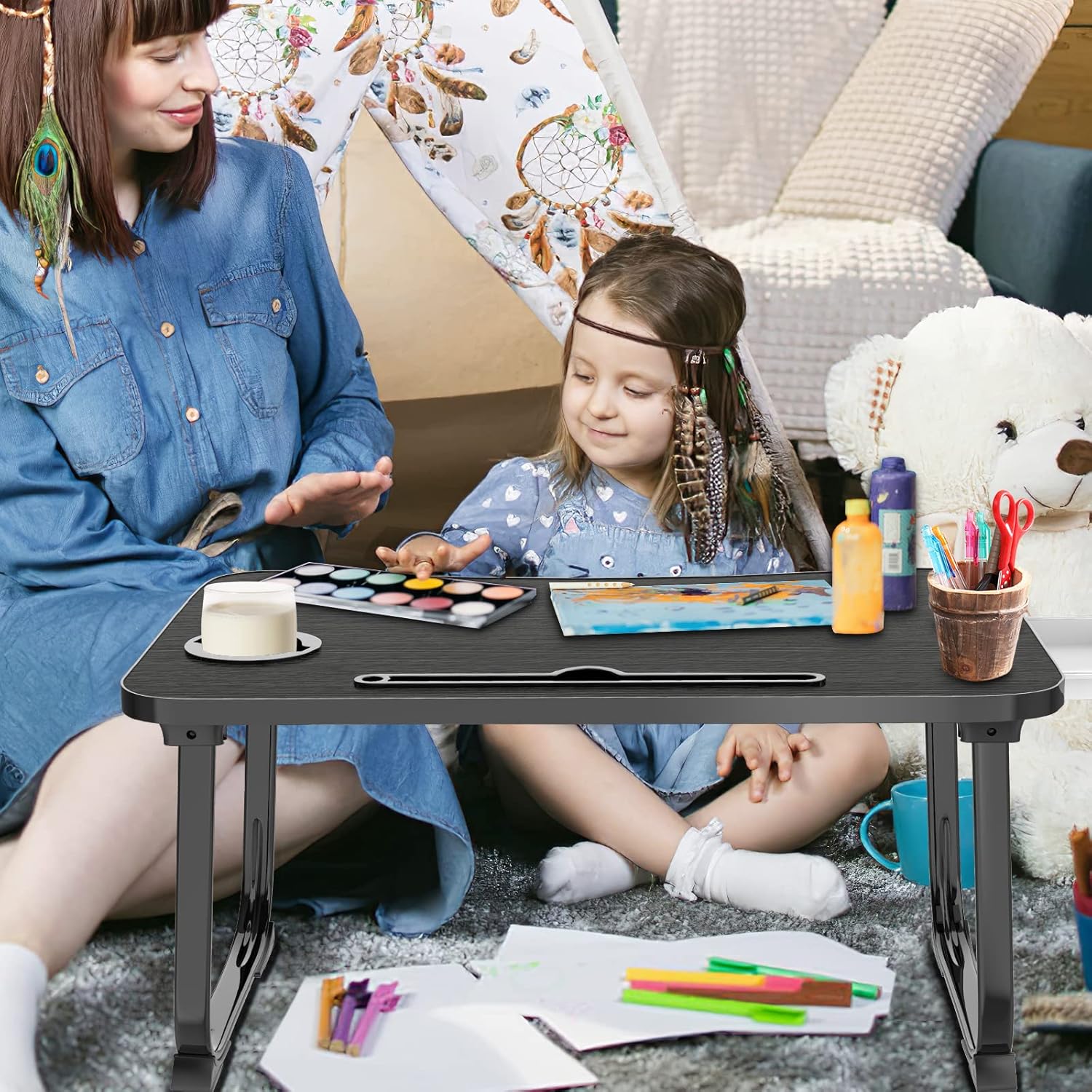 Fayquaze Portable Foldable Laptop Bed Table with USB Charge Port Storage Drawer and Cup Holder,Lap Desk Laptop Stand Serving Tray for Eating, Reading and Working 4 81rbY8Z94XL. AC SL1500 - northernschoolofshiatsu.co.uk