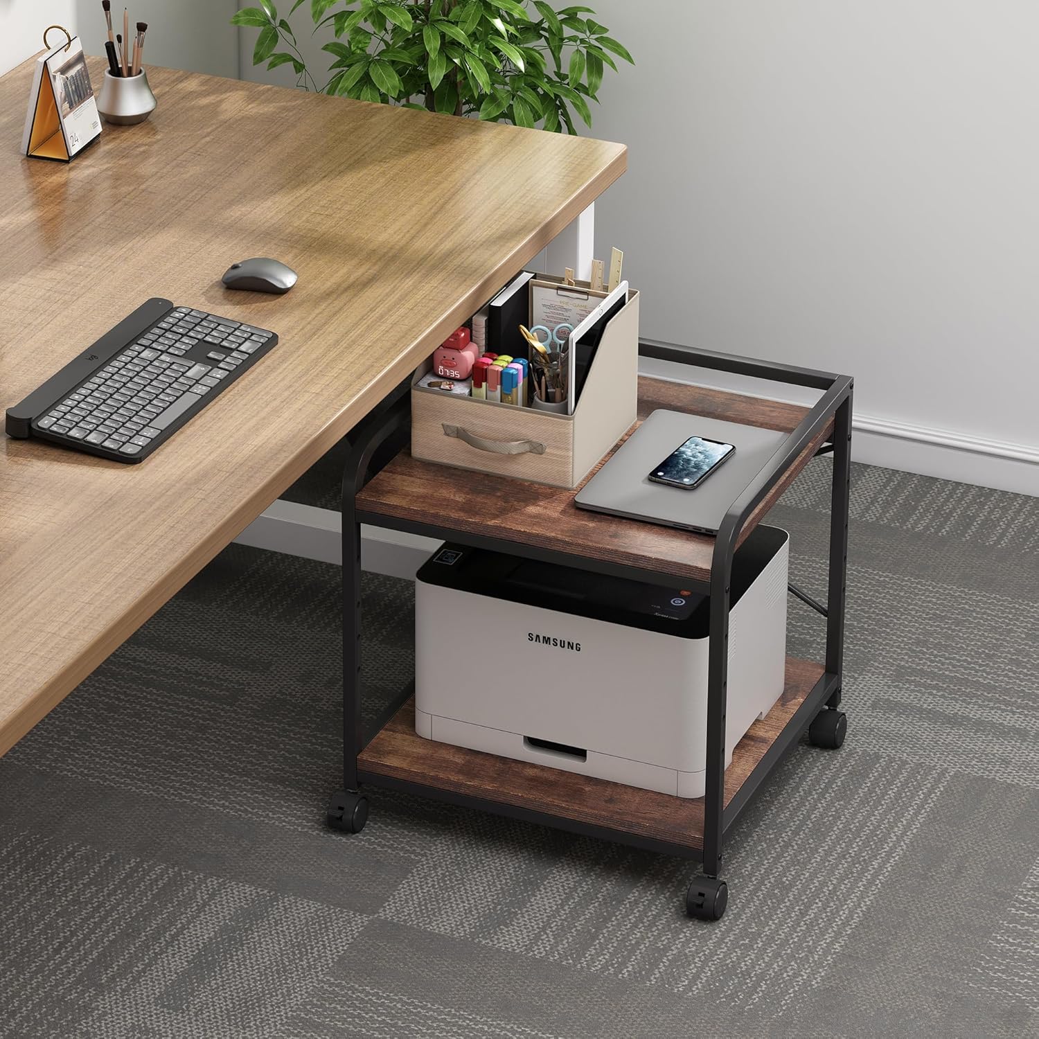 2 Tier Under Desk Printer Stand with Storage, 20 Inches Deep Large Printer Table with Height Adjustable Shelf, Rolling Printer Cart with Wheels for Home Office - Black 24 81rq3sP2B+L. AC SL1500 - northernschoolofshiatsu.co.uk