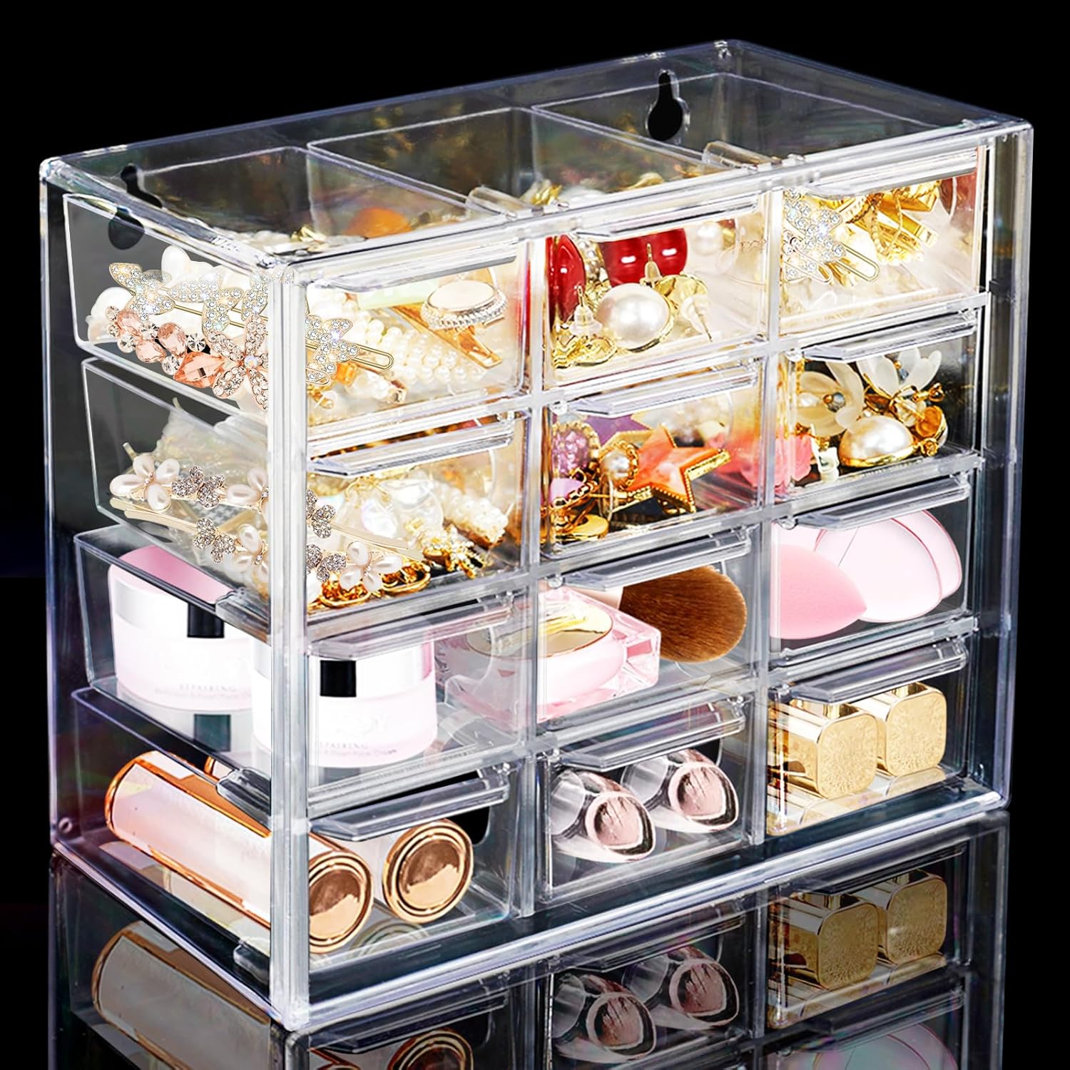Desk Storage Organizer with 12 Mini Drawers, FODIENS Clear Desktop Craft Drawer Cabinet, Stackable Storage Box Caddy for Makeup Jewelry Office Craft Supplies (7.09x3.94x6.1in) 1 81tMs1sQTuL. AC SL1500 - northernschoolofshiatsu.co.uk