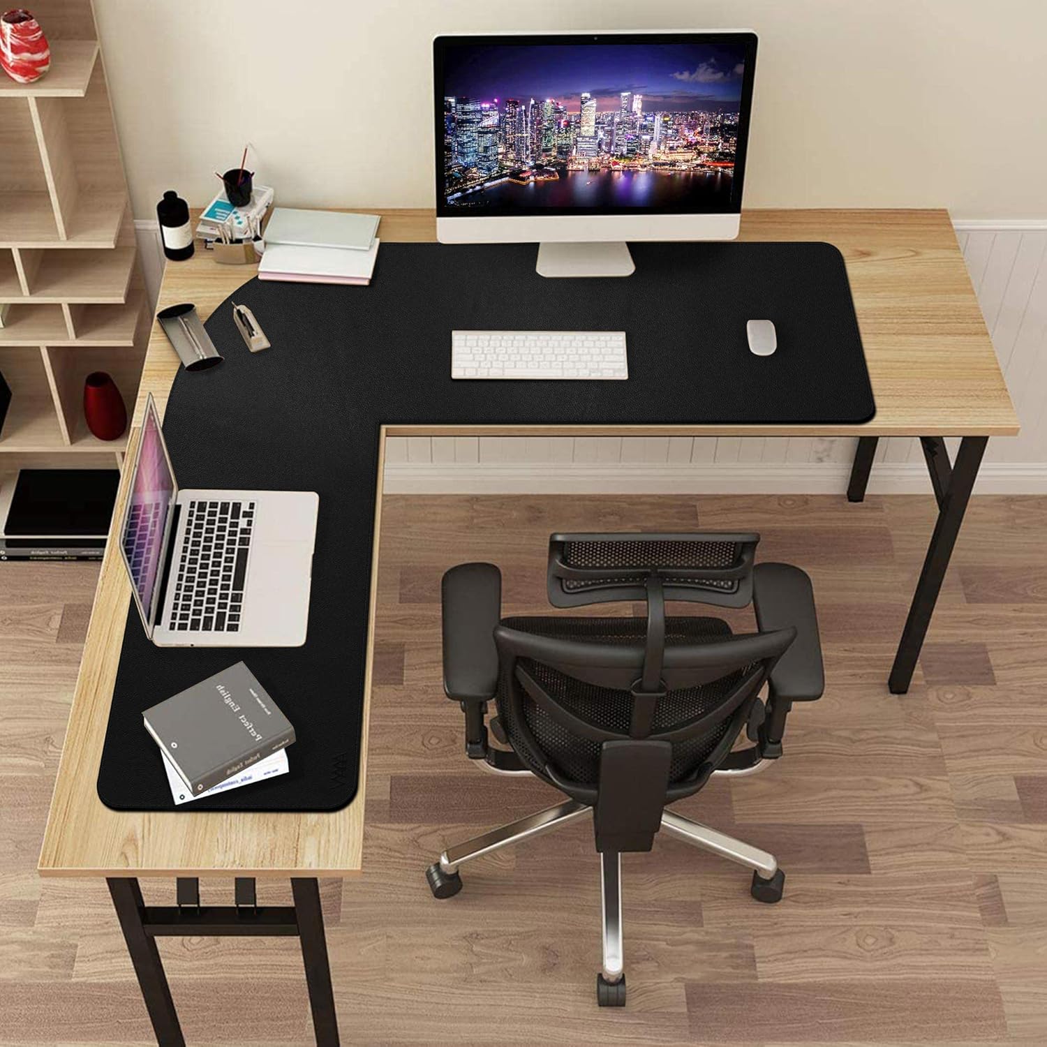 Vyaaa L Shaped Desk Mat Leather Desk Pad, PU Leather Corner Desk Mat for Computer, Gaming, Writing, Home and Office, 39.4"x 39.4"x 13" Light Purple 39 81umLkfcsmL. AC SL1500 - northernschoolofshiatsu.co.uk