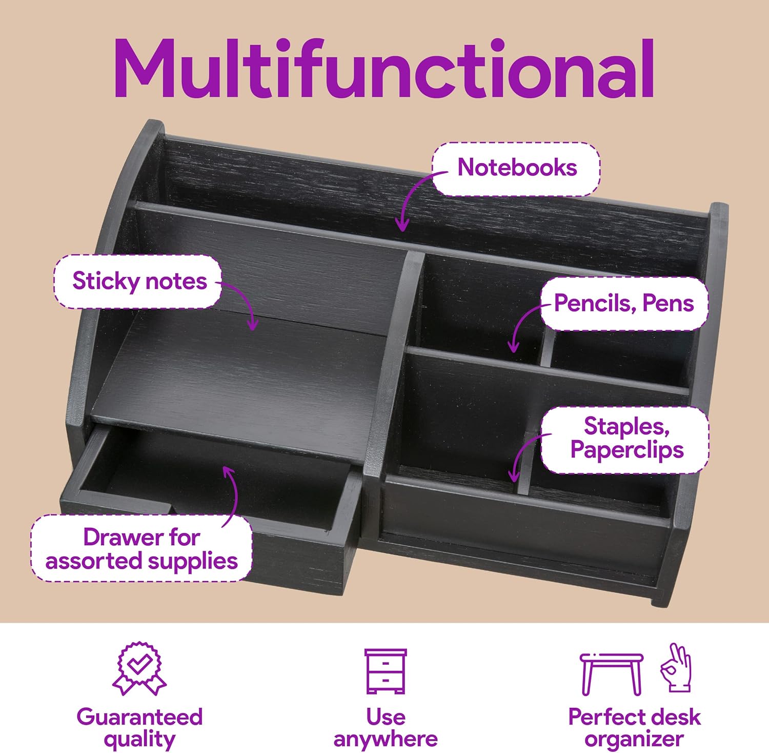 Black Medium Bamboo Caddy Desk Organizer and Storage with Drawer and Compartments for all your Office and Home needs 6 81w5hBrpGhL. AC SL1500 - northernschoolofshiatsu.co.uk