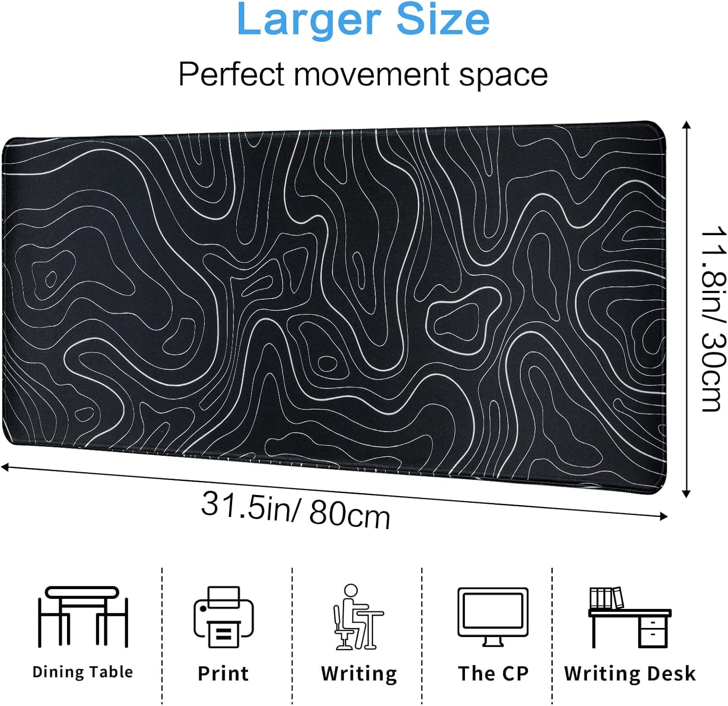 Gaming Mouse Pad Large 31.5 x 11.8in Topographic Keyboard Mousepad for Non-Slip Base and Stitched Edge, Extended Desk Pad XL Desk Mat (Black) 6 81wG6UUGKPL. AC SL1500 - northernschoolofshiatsu.co.uk