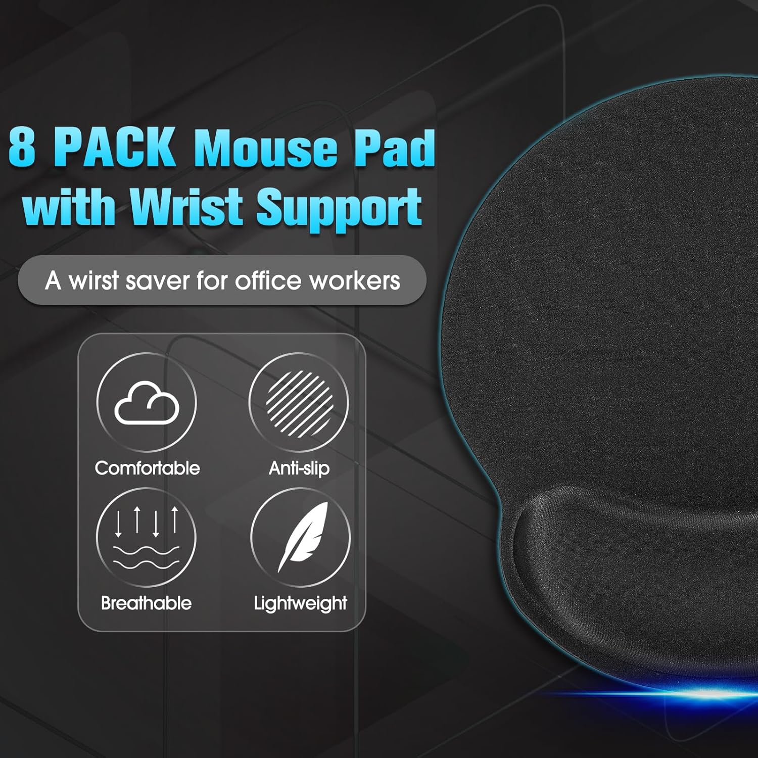Yunsailing 8 Pack Ergonomic Mouse Pad with Wrist Rest Support Gel Memory Foam Mouse Pad Comfortable Computer Mouse Pad for Laptop Pain Relief Mousepad for Laptop, Computer, Gaming (Solid Black Style) 2 81wGgTCH9rL. AC SL1500 - northernschoolofshiatsu.co.uk