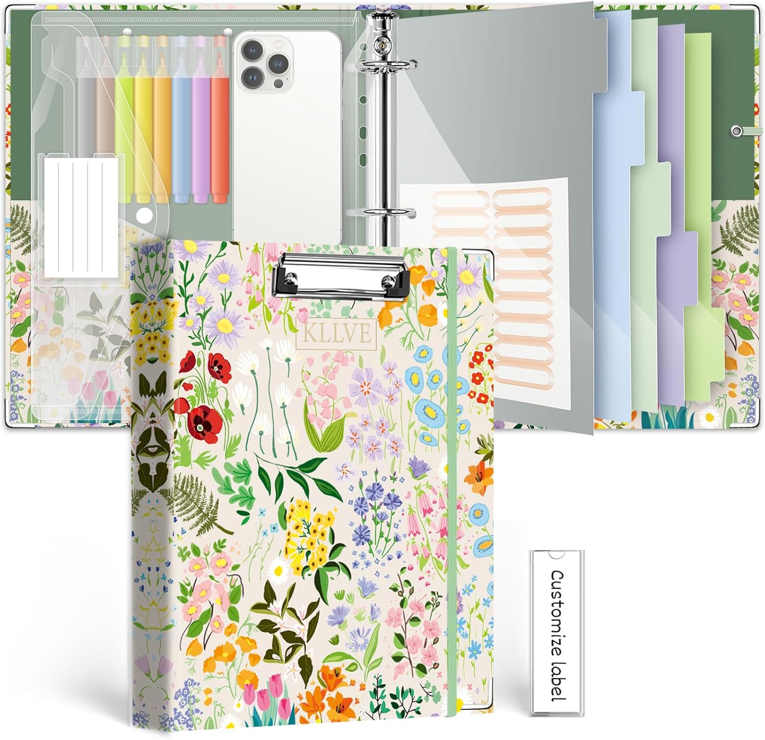 3 Ring Binder 1 Inch, Three Ring Binders Organizer with Clipboard, 5-Tabs Pockets Dividers, Plastic Folder, 18 Divider Stikers, KLLVE Cute Binder with Pen Loop (Garden Party, Letter Size) 48 81wkAAGbuJL. AC SL1500 - northernschoolofshiatsu.co.uk