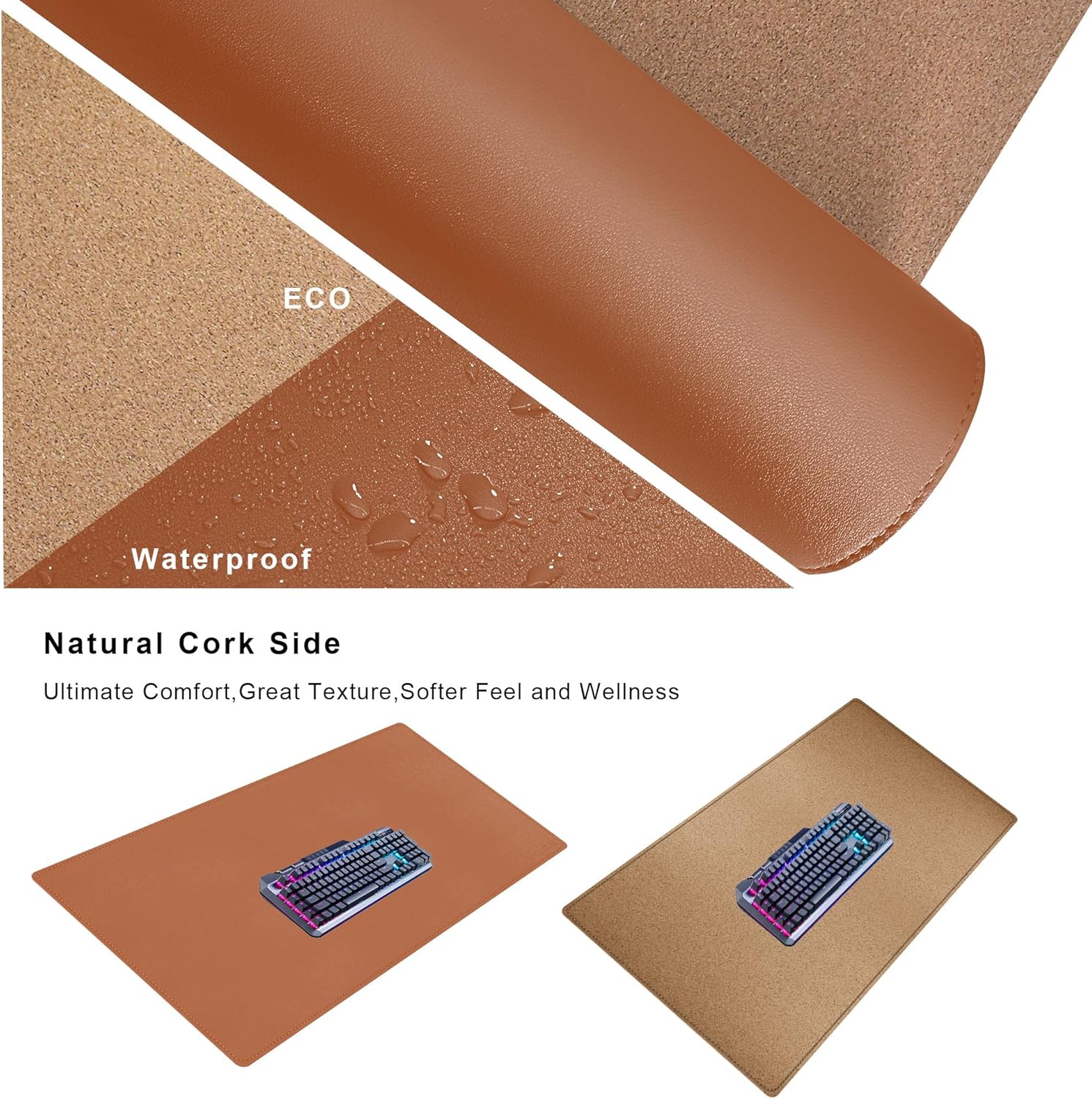 Mydours Cork & PU Leather Desk Mat, 40" x 20" Large Gaming Mouse Pad XL, Dual-Sided Portable Desk Pad Blotter, Keyboard Computer Desktop Protector for Gift Office Home (Brown) 61 81wwphC4PFL. AC SL1500 - northernschoolofshiatsu.co.uk
