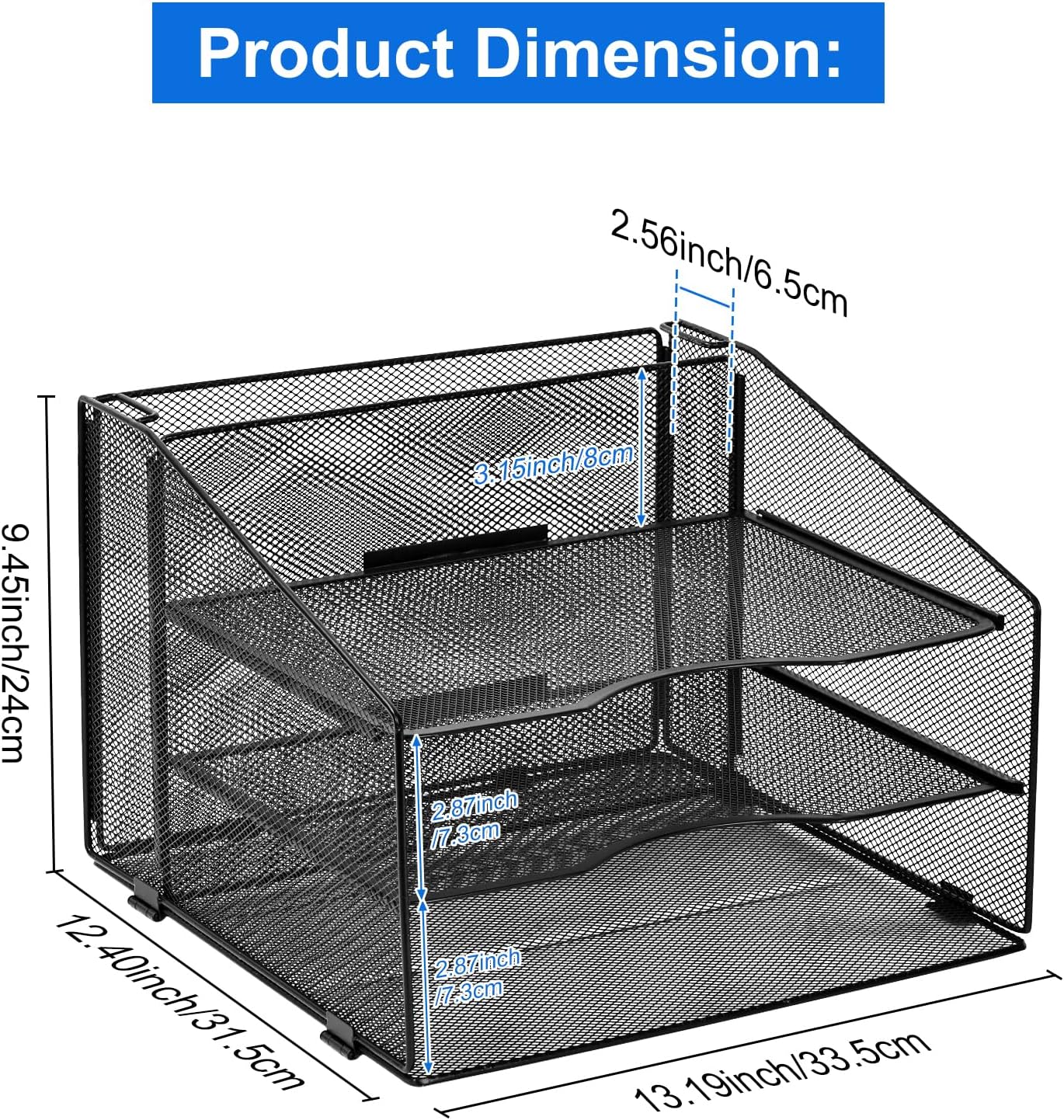 EasyPAG Mesh Desktop File Organizer 3 Tier Paper Tray with 1 Letter Size Vertical Hanging File Folder Holder Rack,Black 6 - northernschoolofshiatsu.co.uk