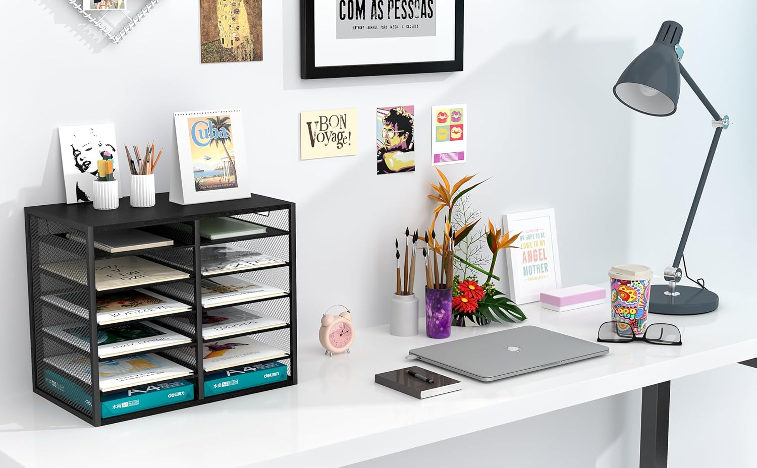 Letter Size Paper Organizer, Metal Literature Organizer, Sturdy Mail Storage Organizer, Desktop Organizer for Storage, Magazine Organizer Keep Desktop Clean, 12 Compartments, Black 27 - northernschoolofshiatsu.co.uk
